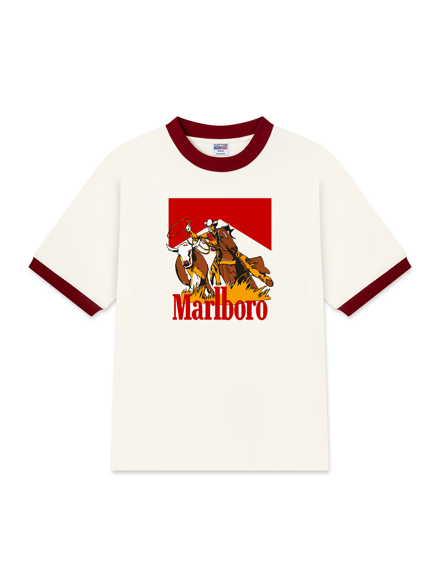Áo Thun Ringer Relaxed Fit Marlboro Hunting Cowboy