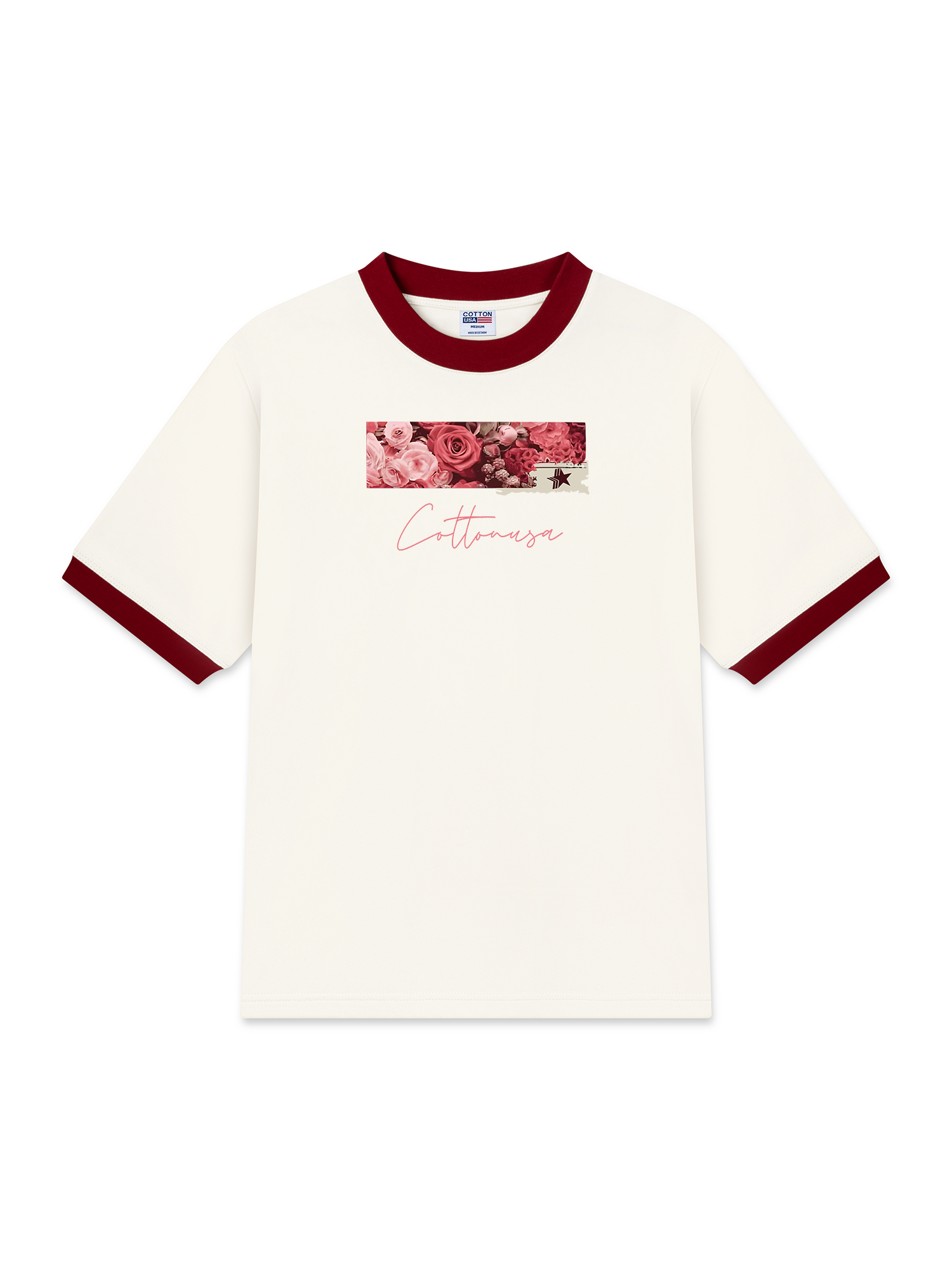 Áo Thun Ringer Relaxed Fit Trending Floral Cotton Usa