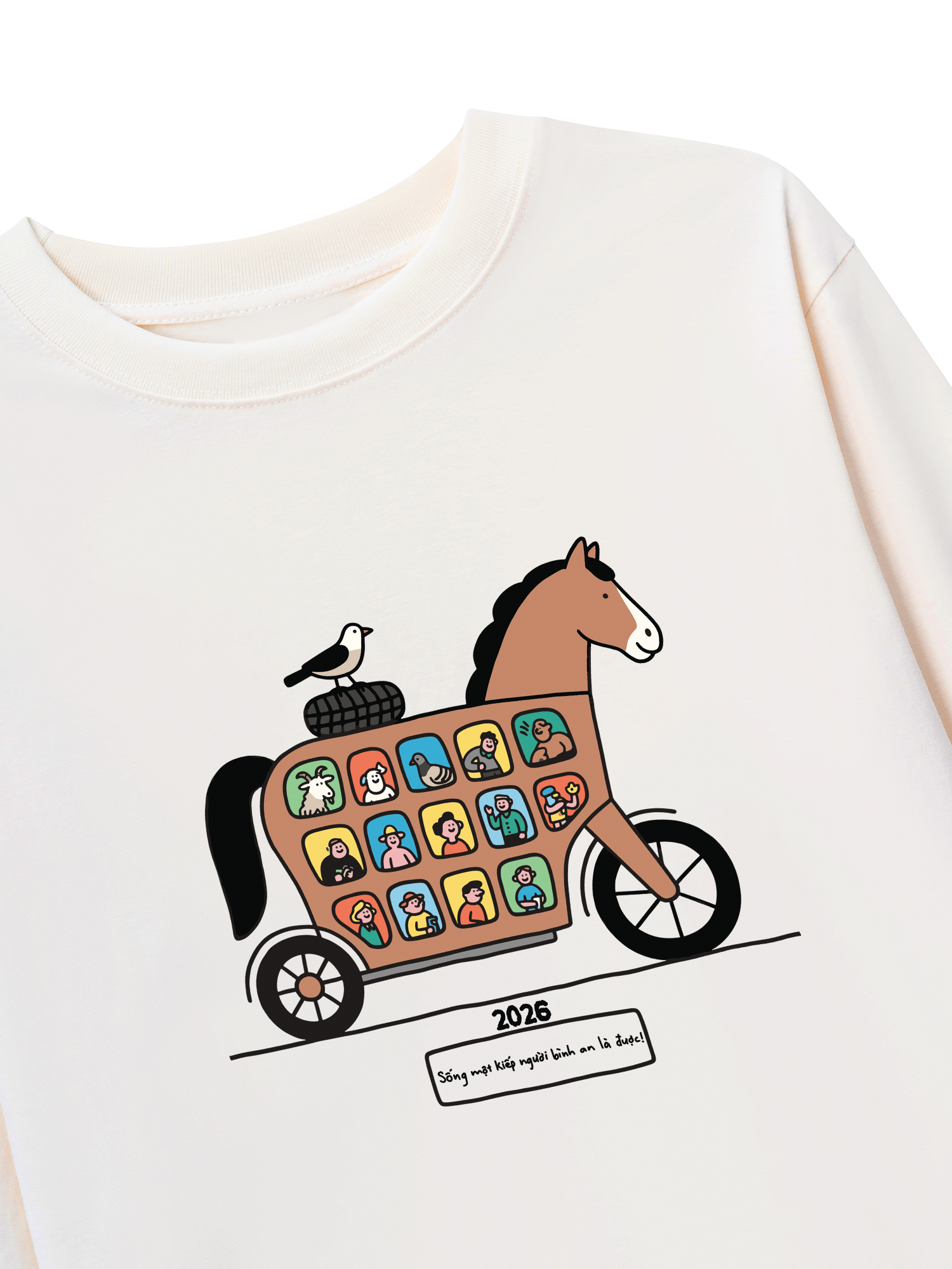Áo Thun Dài Tay Tết Bính Ngọ - Sống Một Kiếp Người Bình An Là Được