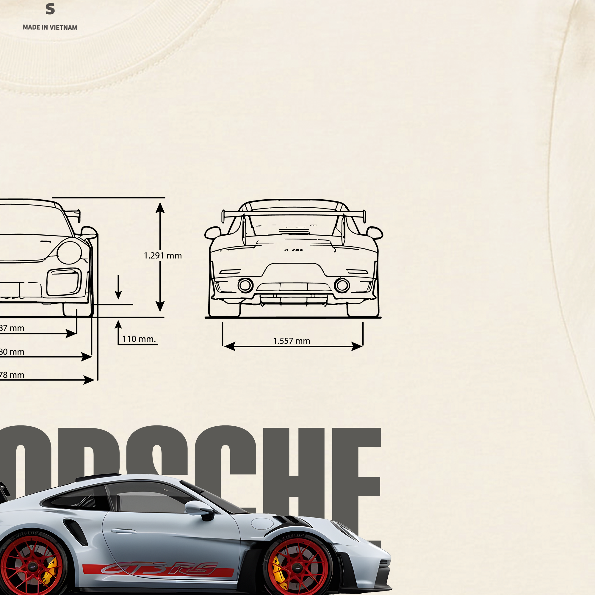 Áo Thun Oversize Porsche Blueprint 911 GT3 RS