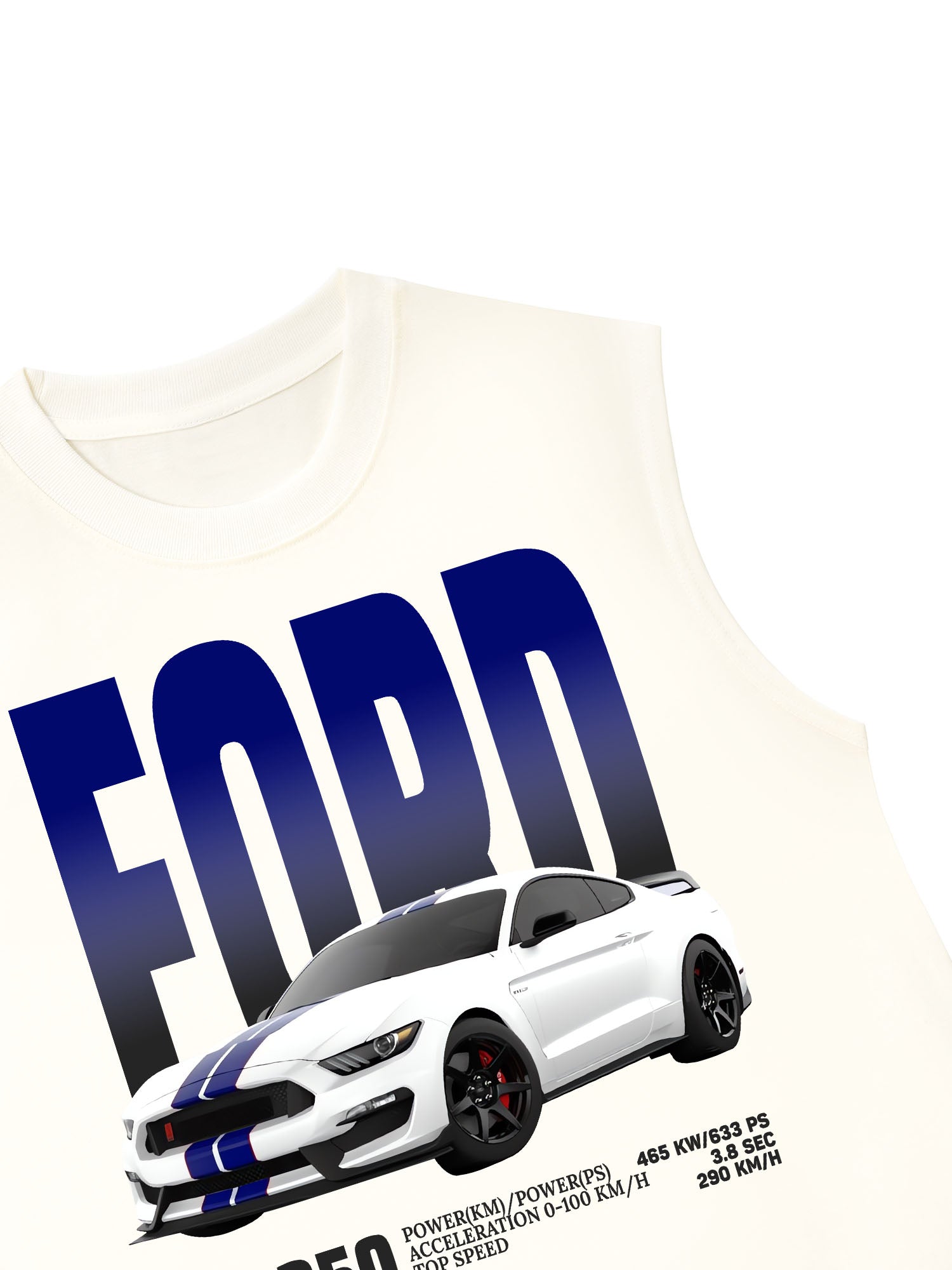 Áo Ba Lỗ Relaxed Fit Ford GT 350 White Blue