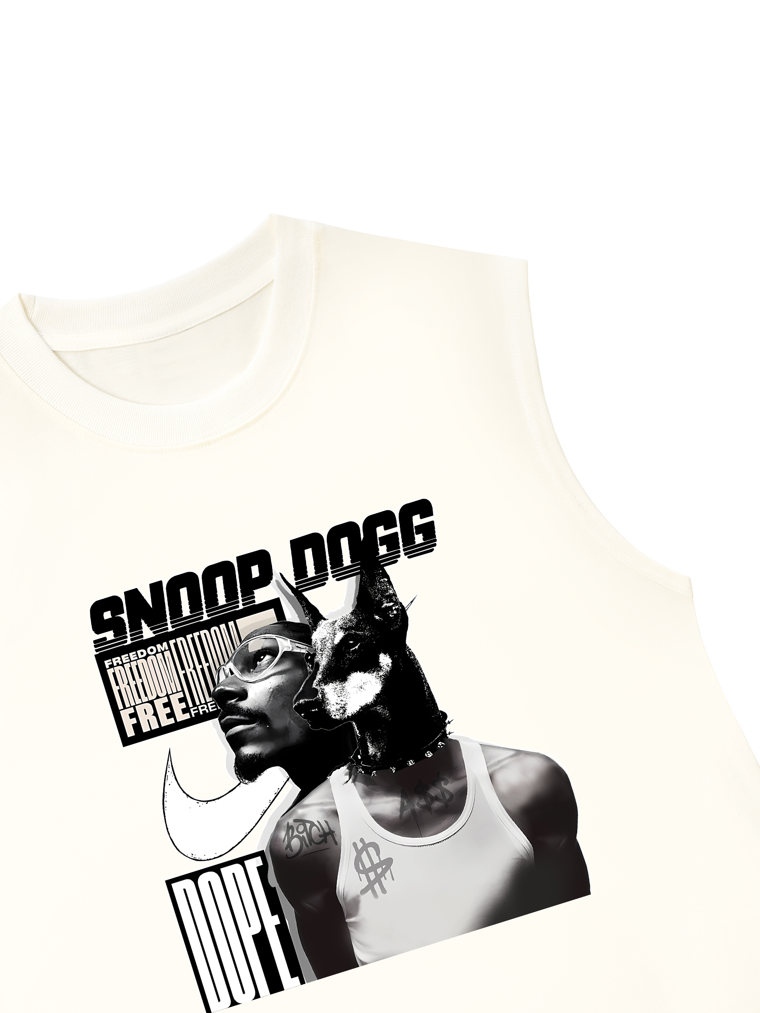Áo Ba Lỗ Relaxed Fit Black And White Snoop Dog