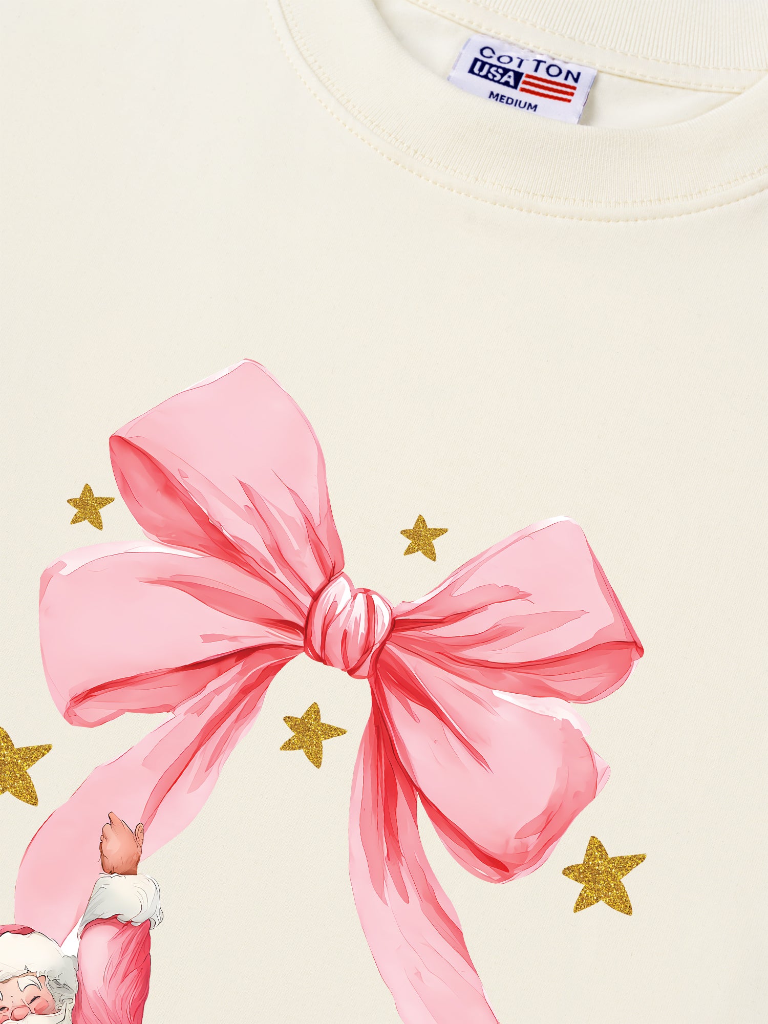 Áo Thun Relaxed Fit Xmas Pink Bow With Santa