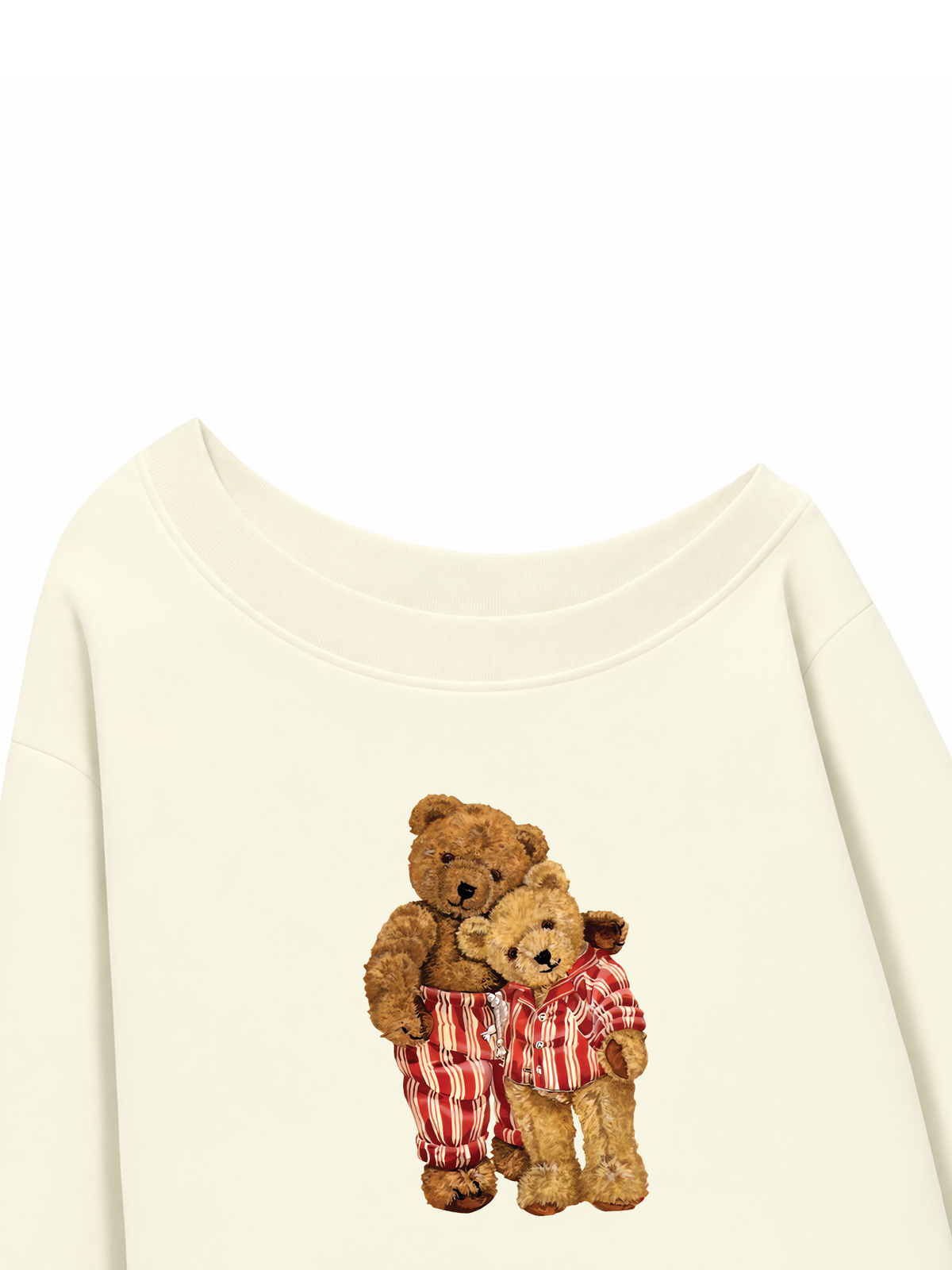 Áo Sweater Lệch Vai Nỉ Hai Da Couple Bear Go To Bed