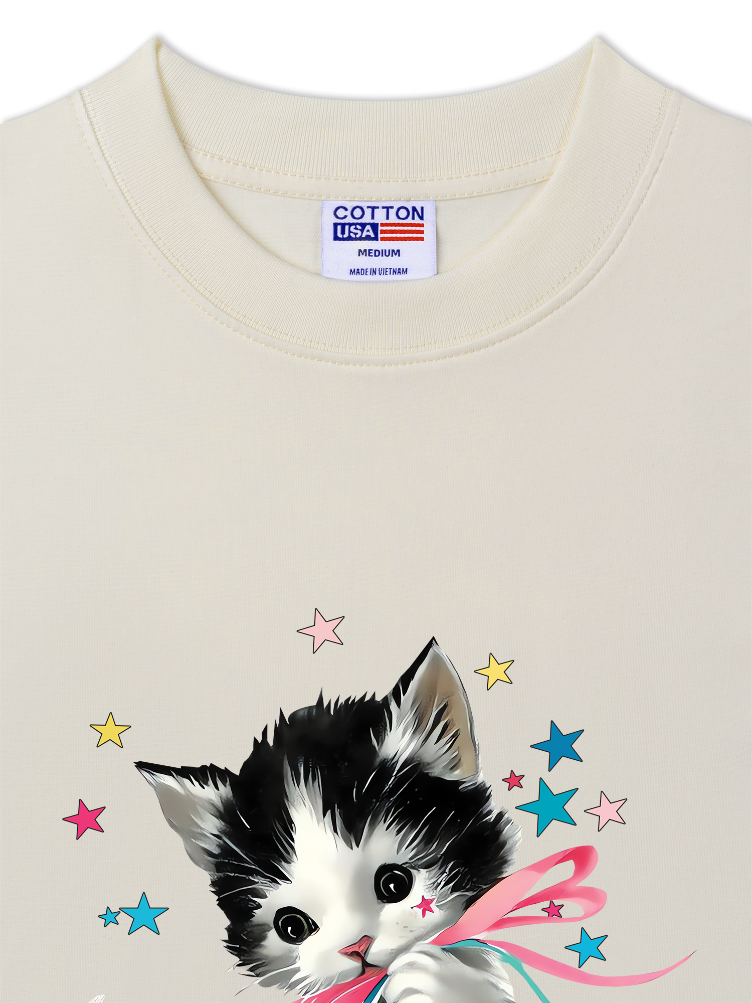 Áo Thun Relaxed Fit Soft Paw Cute Cat With Star
