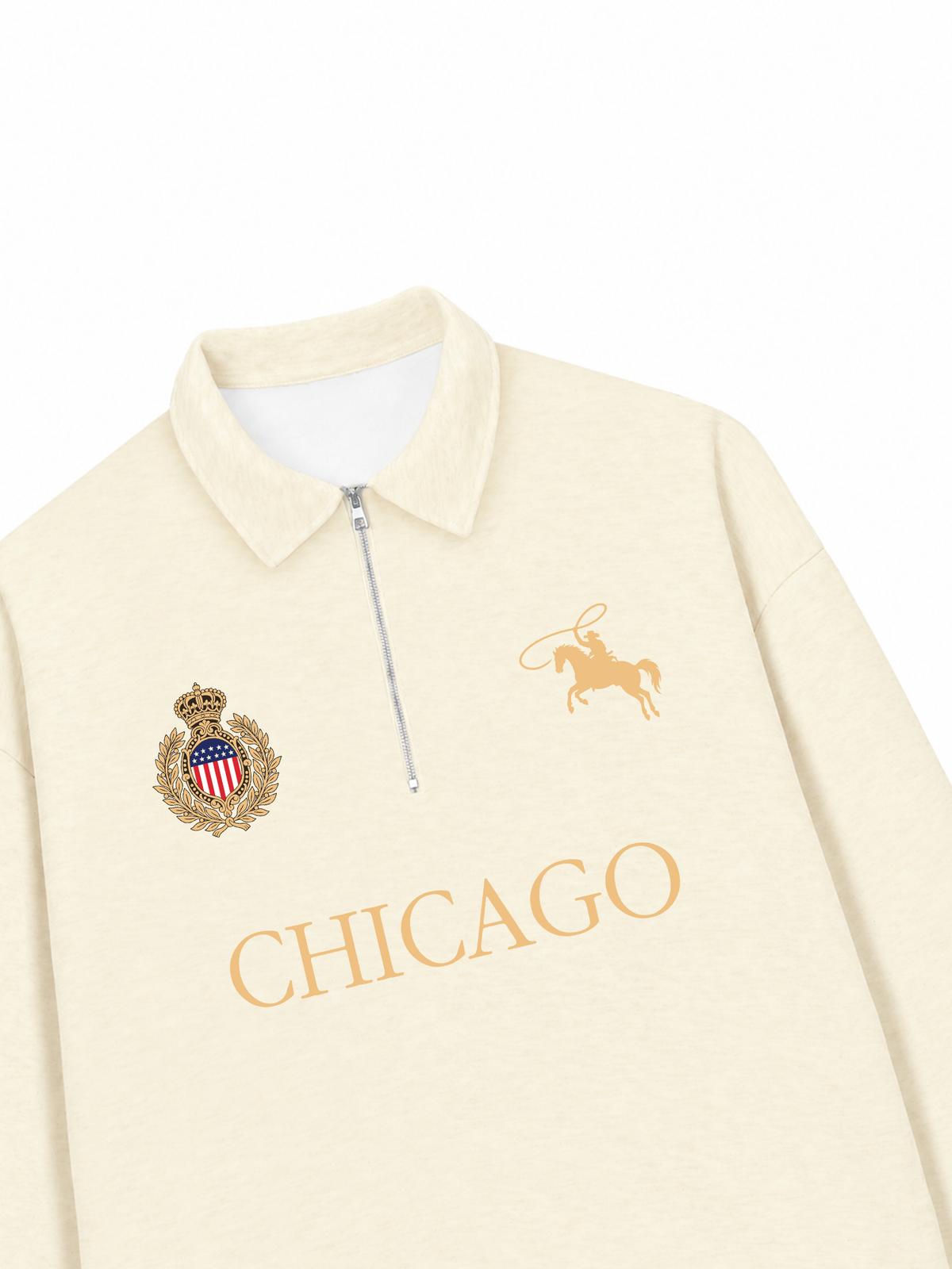Áo Sweater Polo Nỉ Hai Da Vintage Chicago