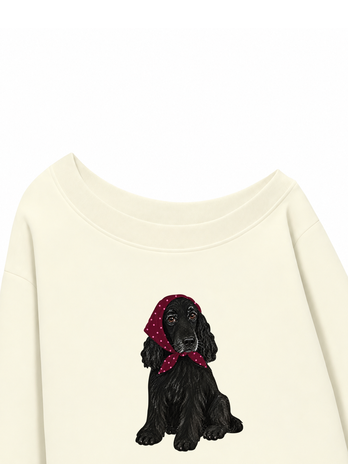 Áo Sweater Lệch Vai Nỉ Hai Da  Burgundy Badana Puppy
