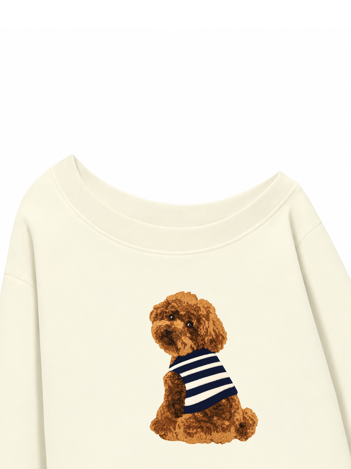 Áo Sweater Lệch Vai Nỉ Hai Da Blush Fawn