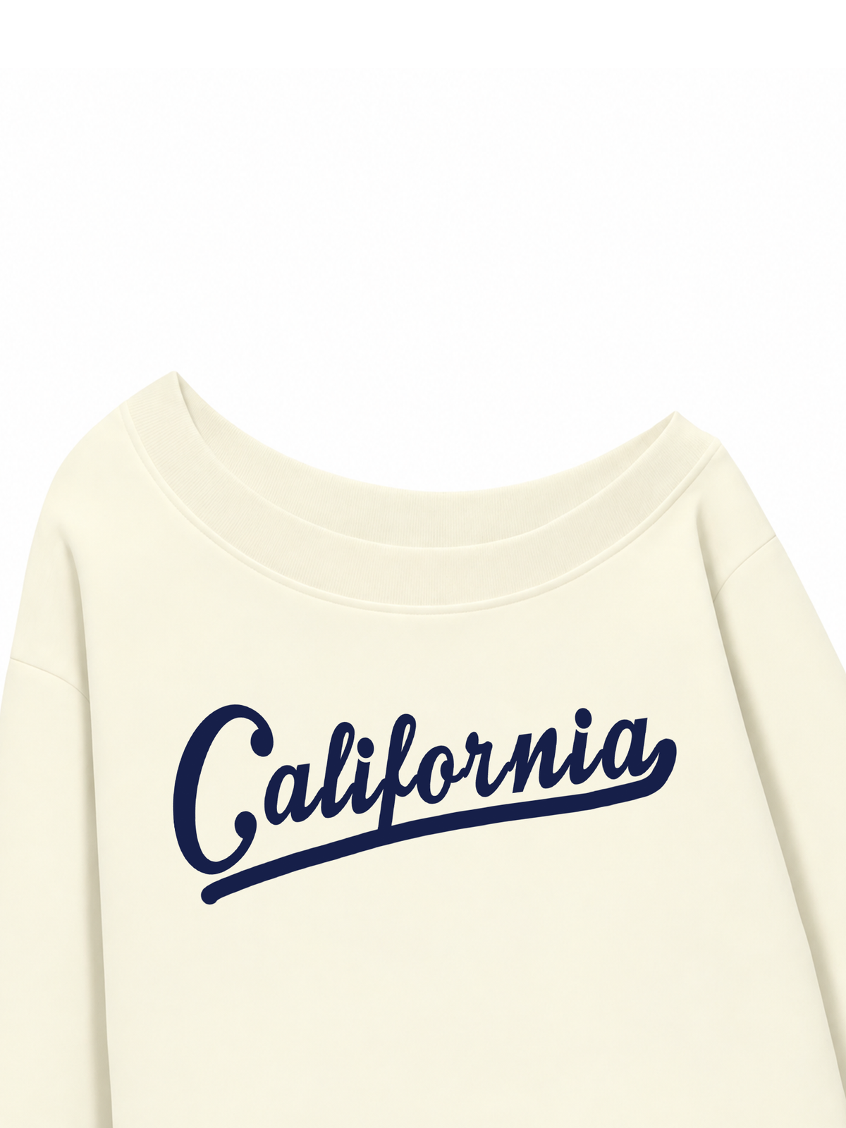 Áo Sweater Lệch Vai Nỉ Hai Da USA Califorinia Blue