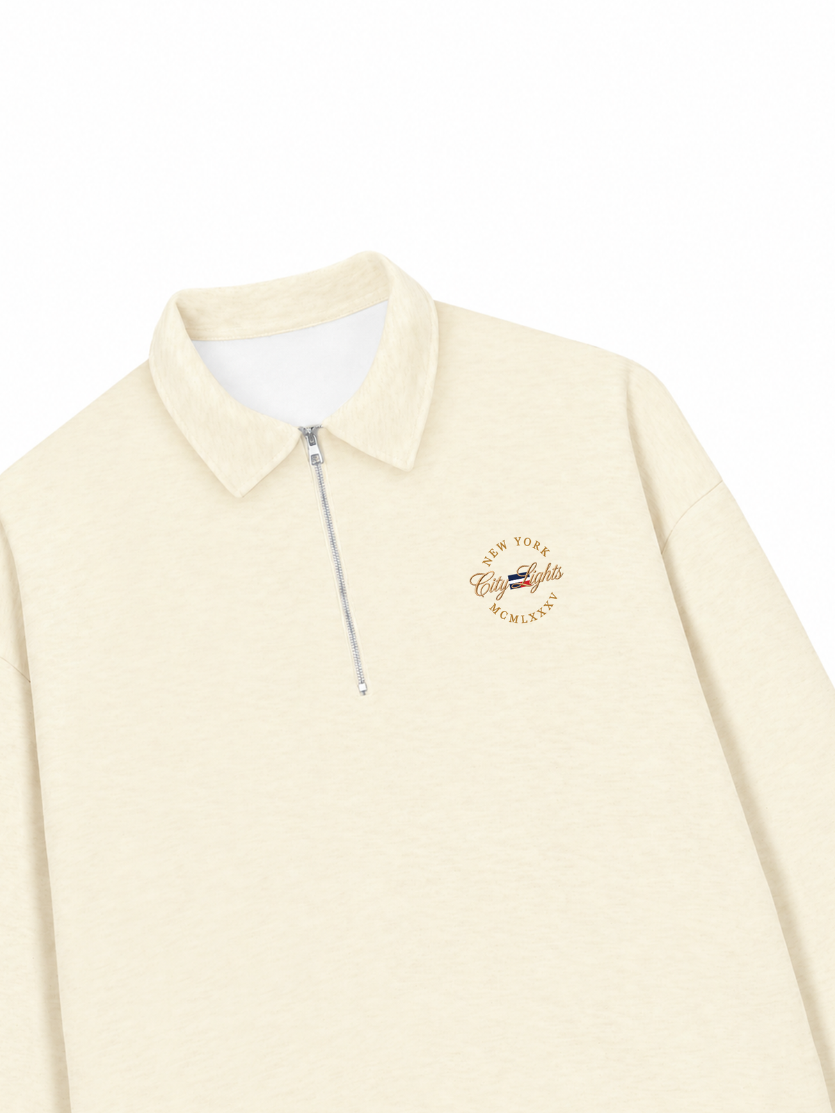 Áo Sweater Polo Nỉ Hai Da City Lights New York