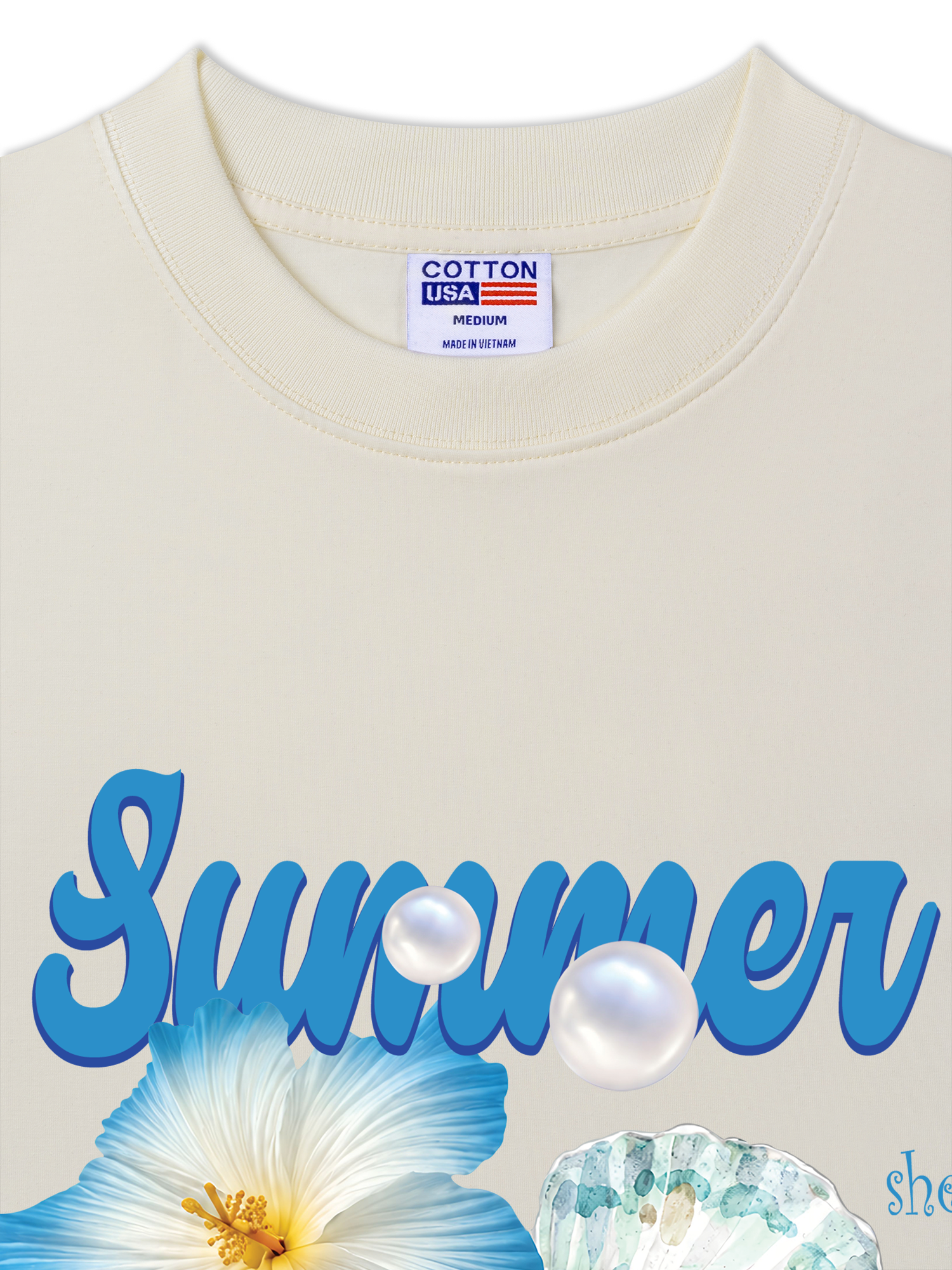 Áo Thun Relaxed Fit Tshirt Tropical Summer, Shell, Starfish