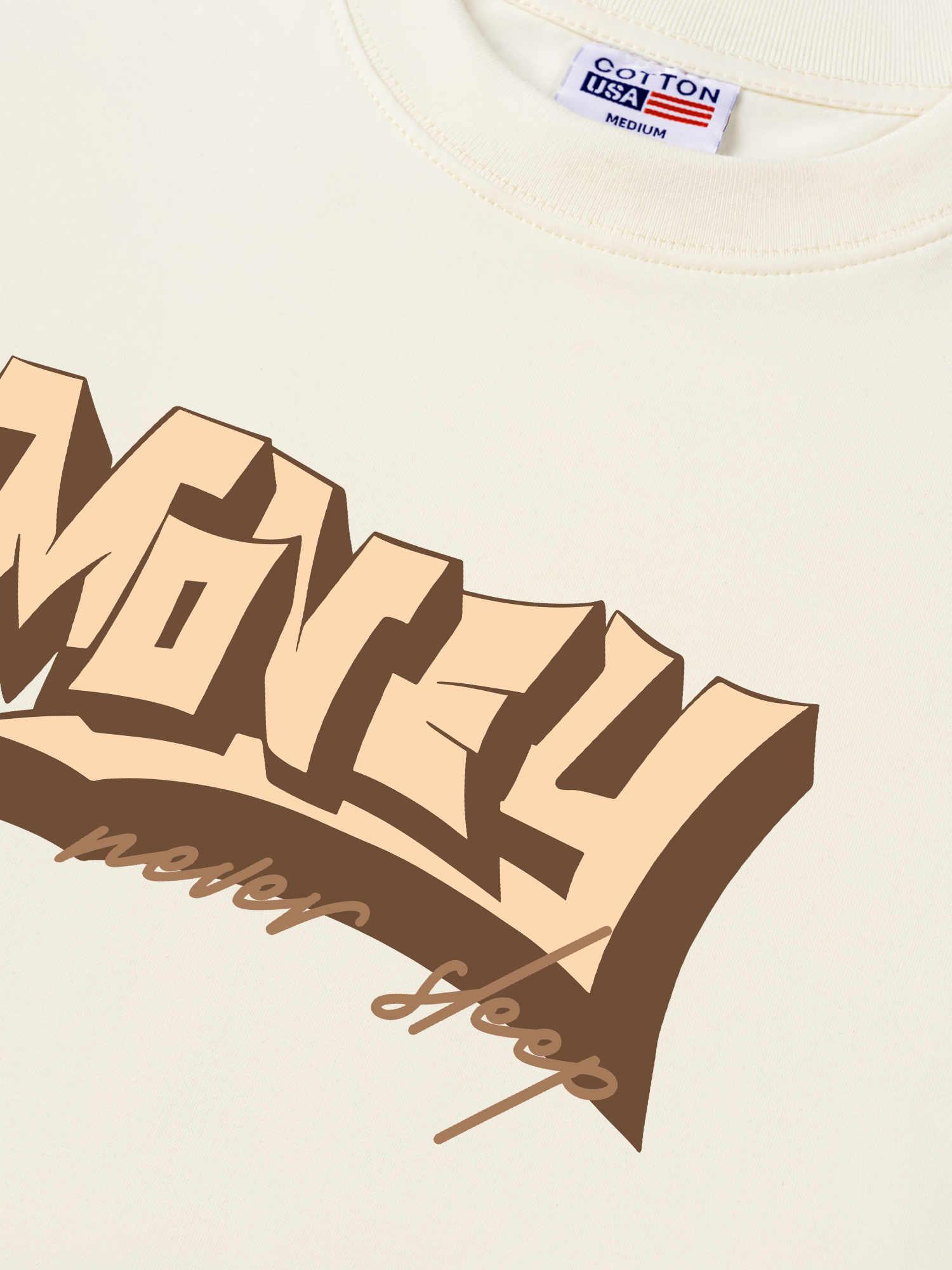 Áo Thun Relaxed Fit Money Never Sleep