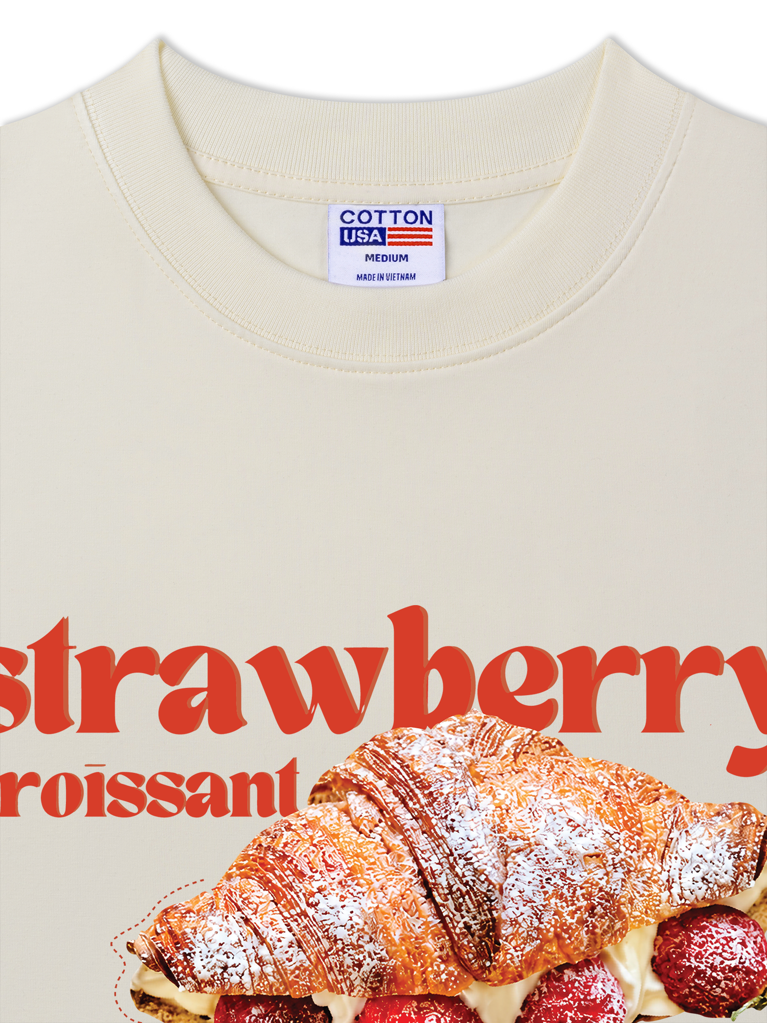 Áo Thun Relaxed Fit Yummy Mood Strawberry Croissant