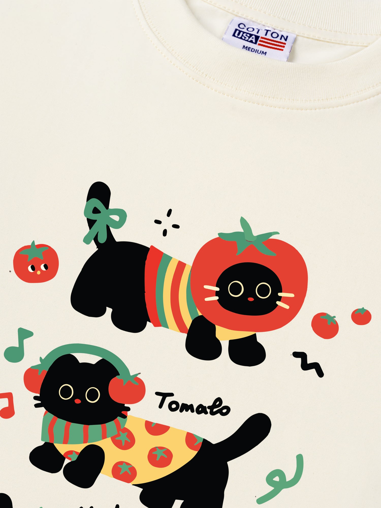 Áo Thun Relaxed Fit Winter Cute Black Cat
