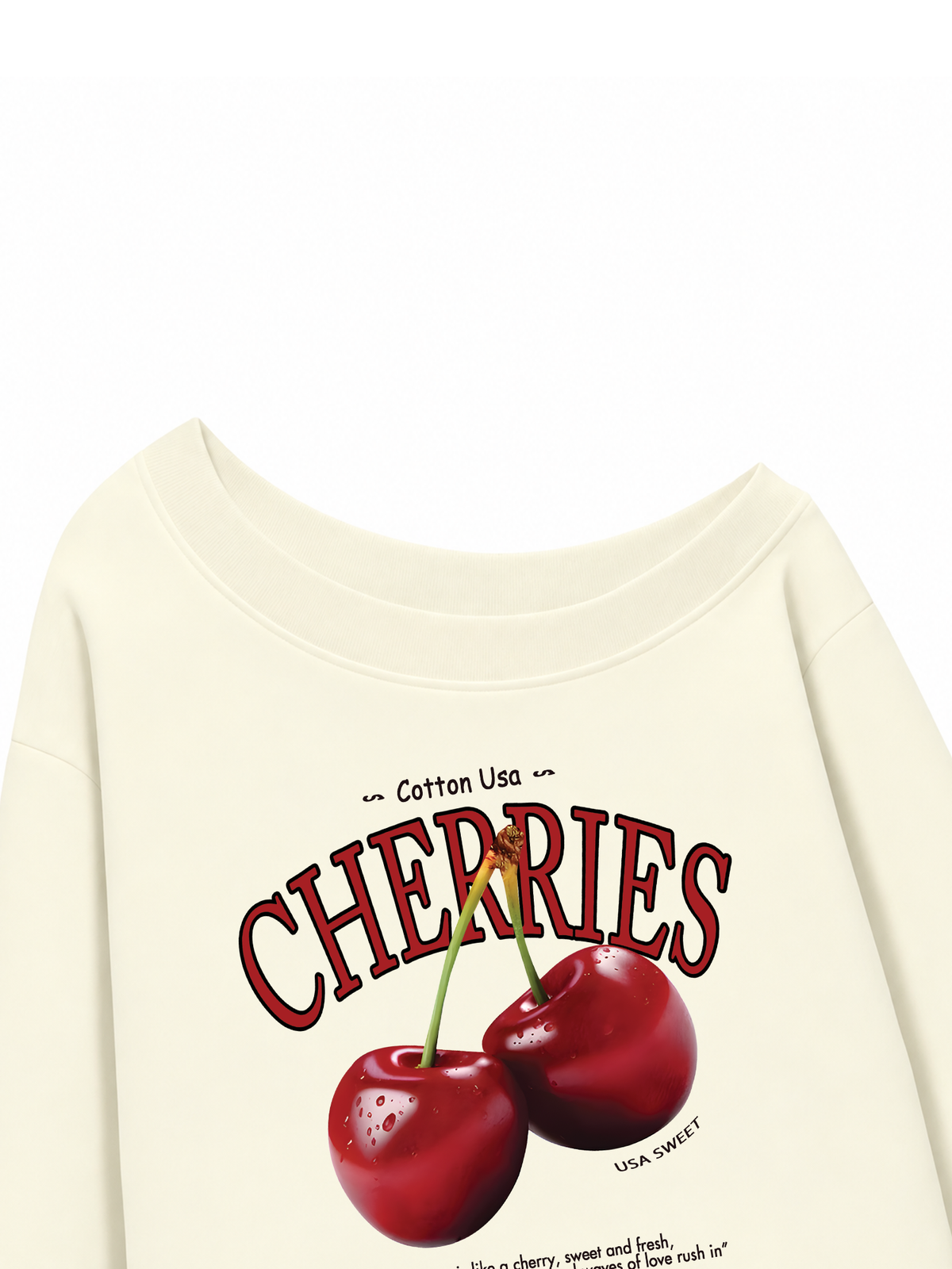Áo Sweater Lệch Vai Nỉ Hai Da Tropical Cherries Sweet