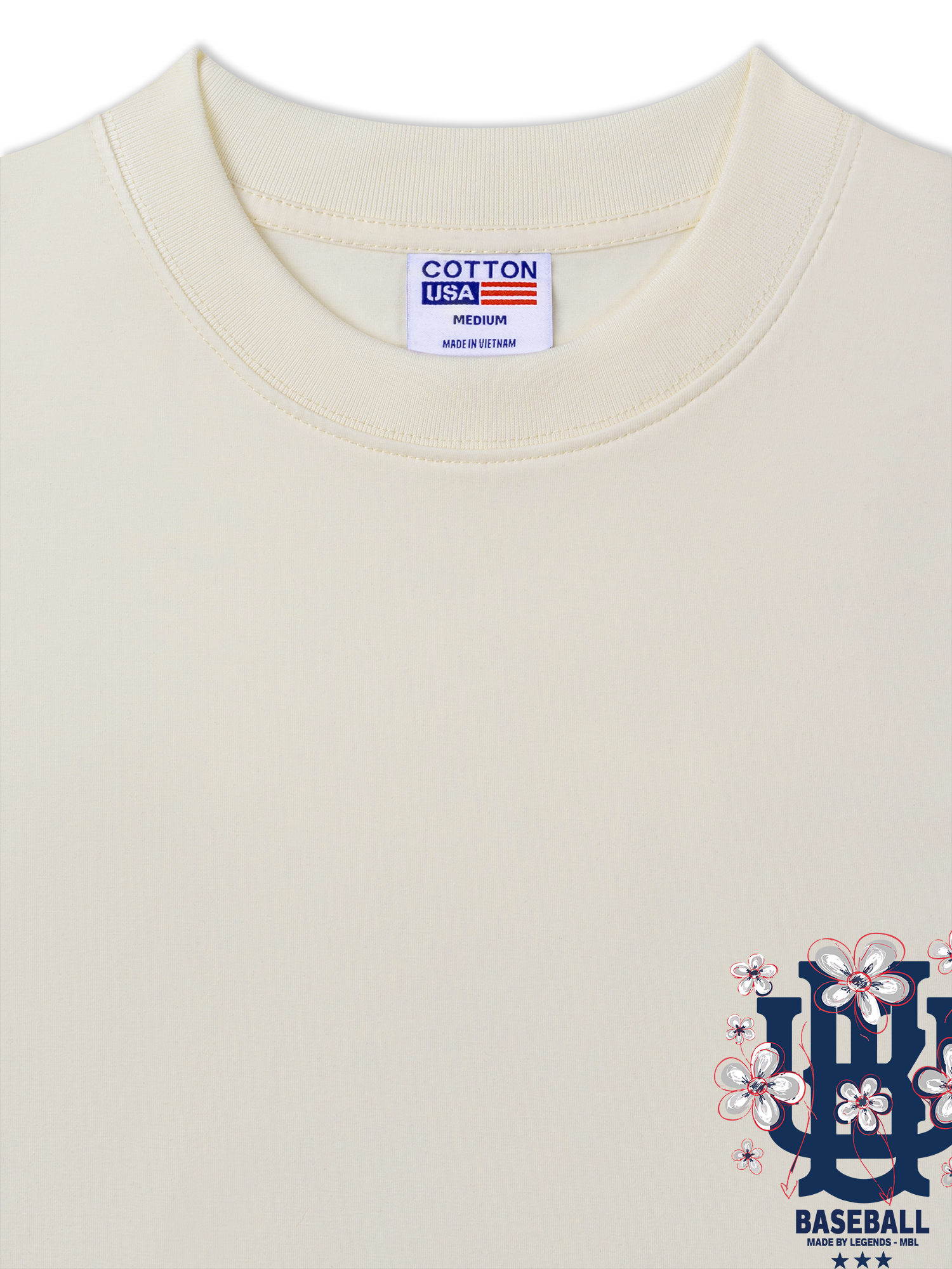 Áo Thun Relaxed Fit Master Baseball Blue White Flower