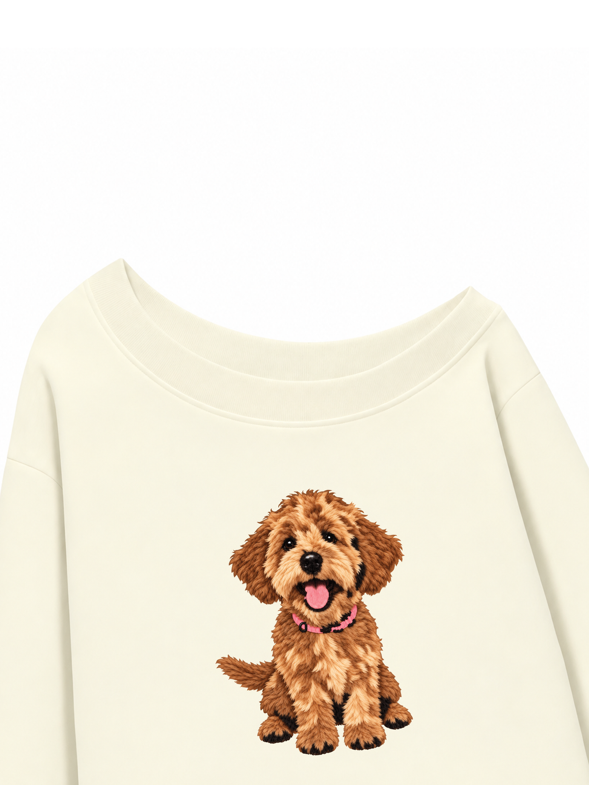 Áo Sweater Lệch Vai Nỉ Hai Da  Cute Brown Puppy