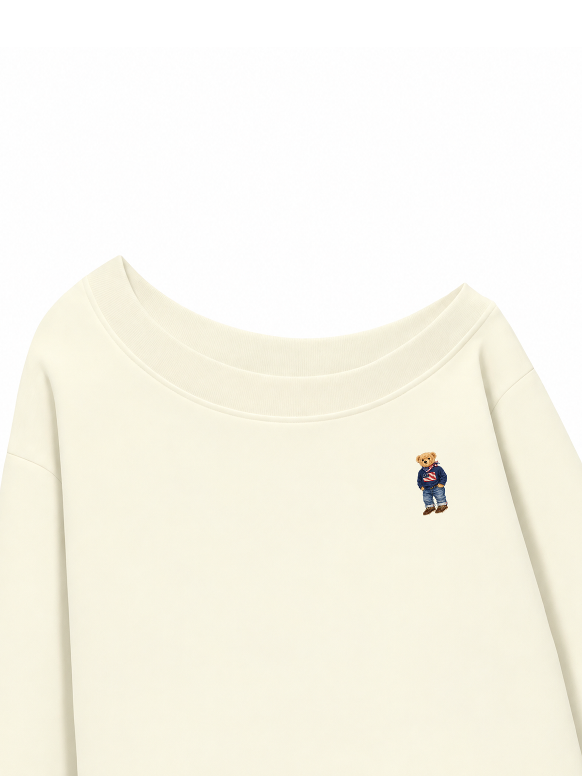 Áo Sweater Lệch Vai Nỉ Hai Da  America Boy