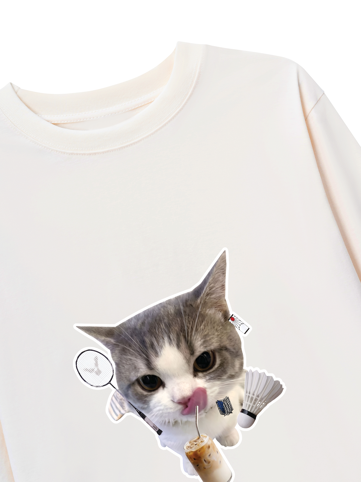 Áo Thun Dài Tay Badminton Cute Cat