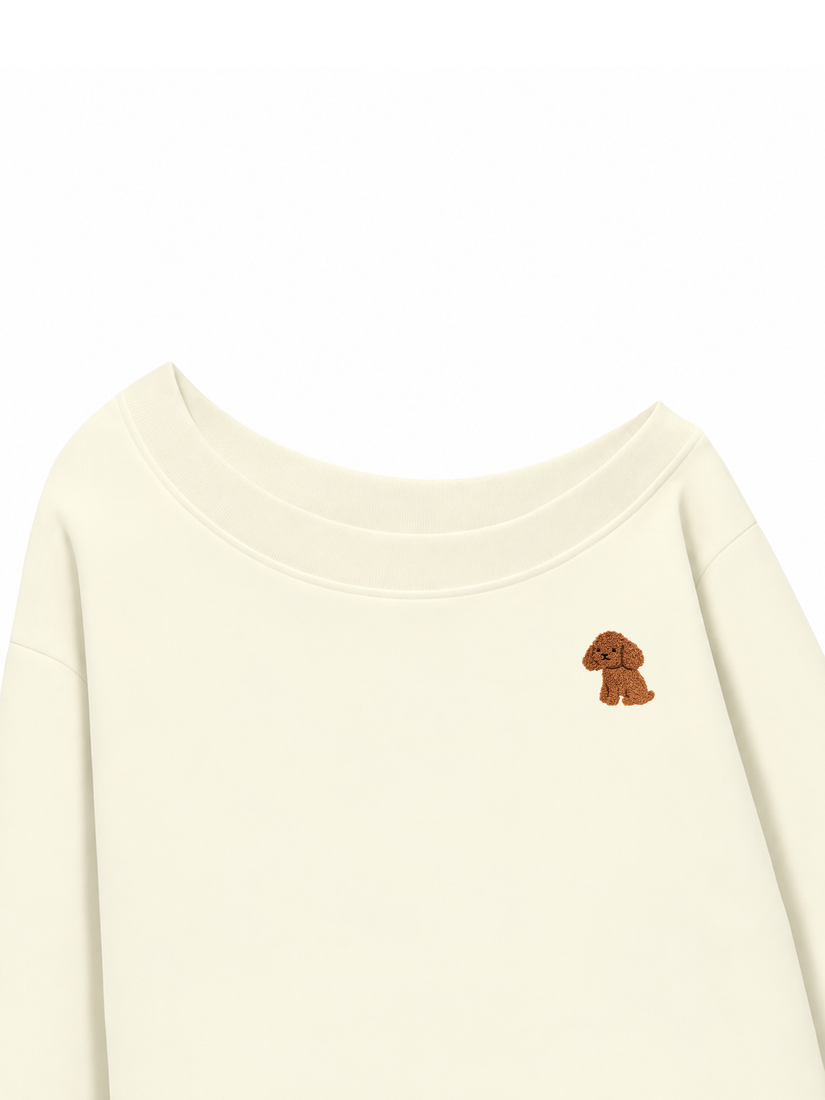 Áo Sweater Lệch Vai Nỉ Hai Da Cute Brown Puppy