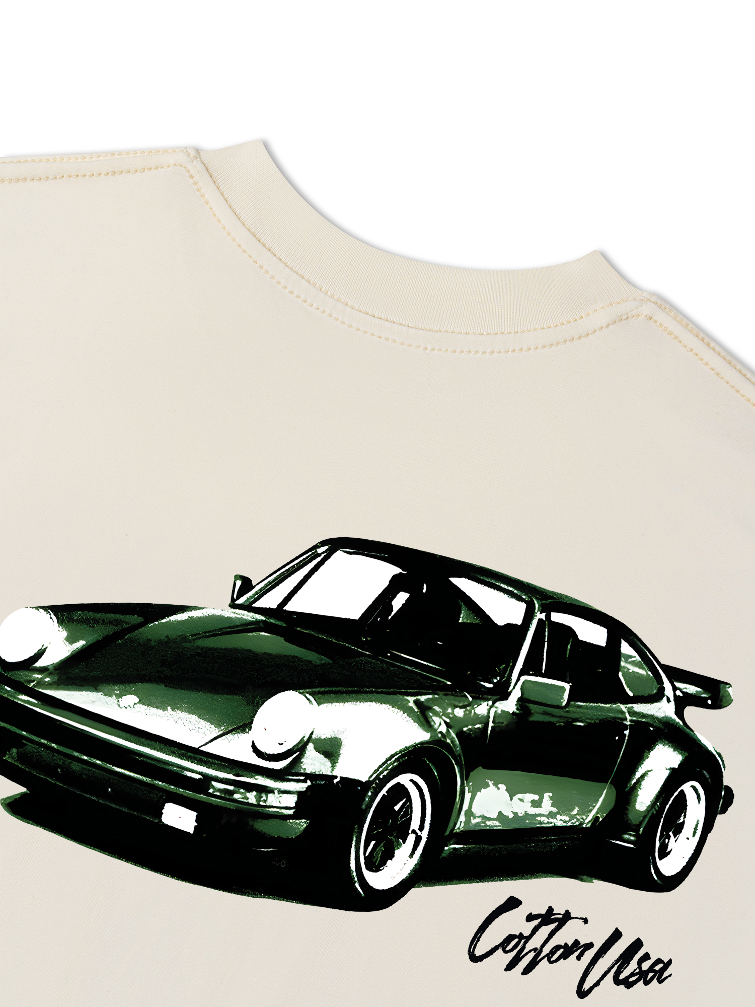 Áo Thun Relaxed Fit Classic Car Vintage Green