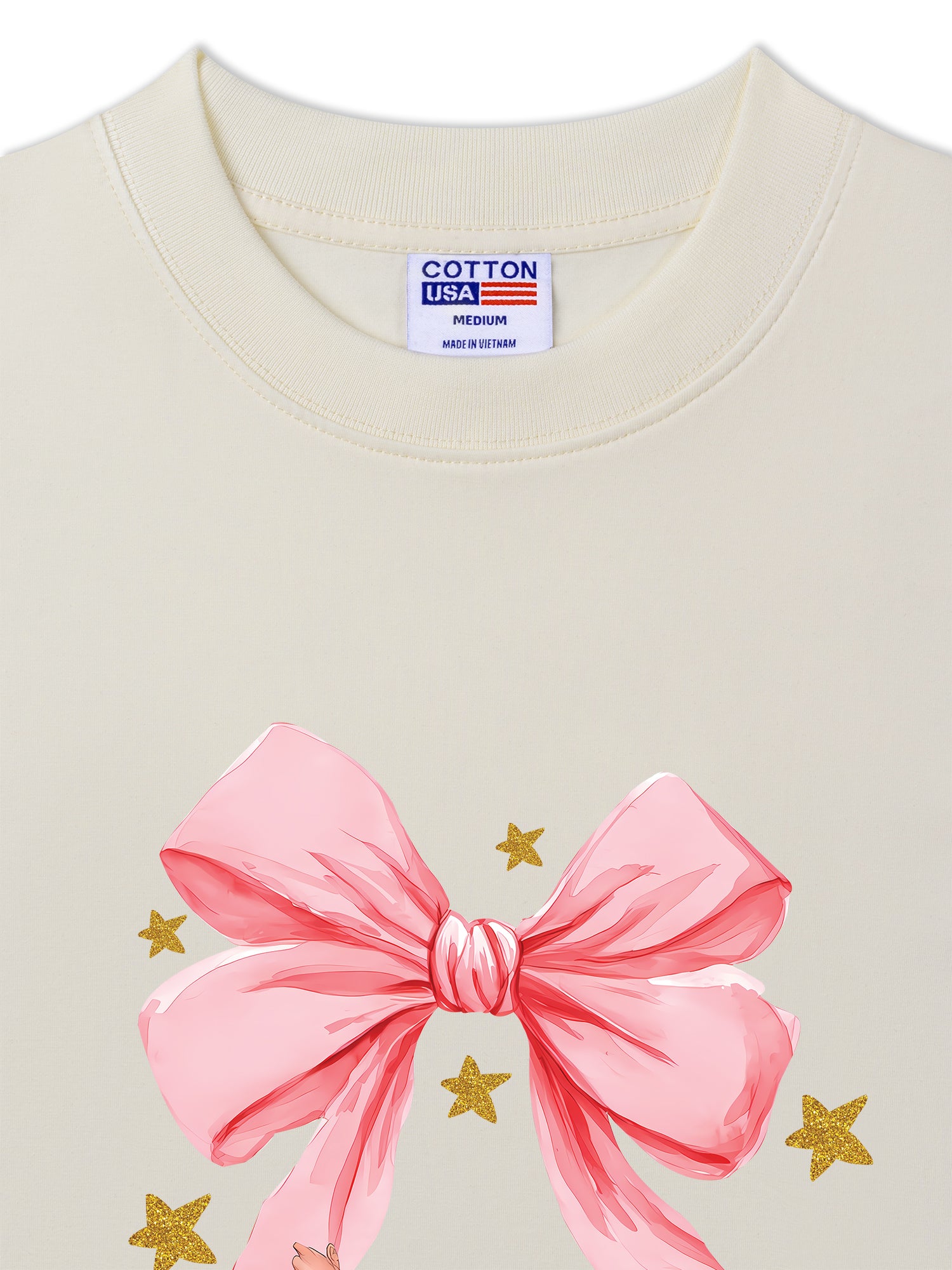 Áo Thun Relaxed Fit Xmas Pink Bow With Santa