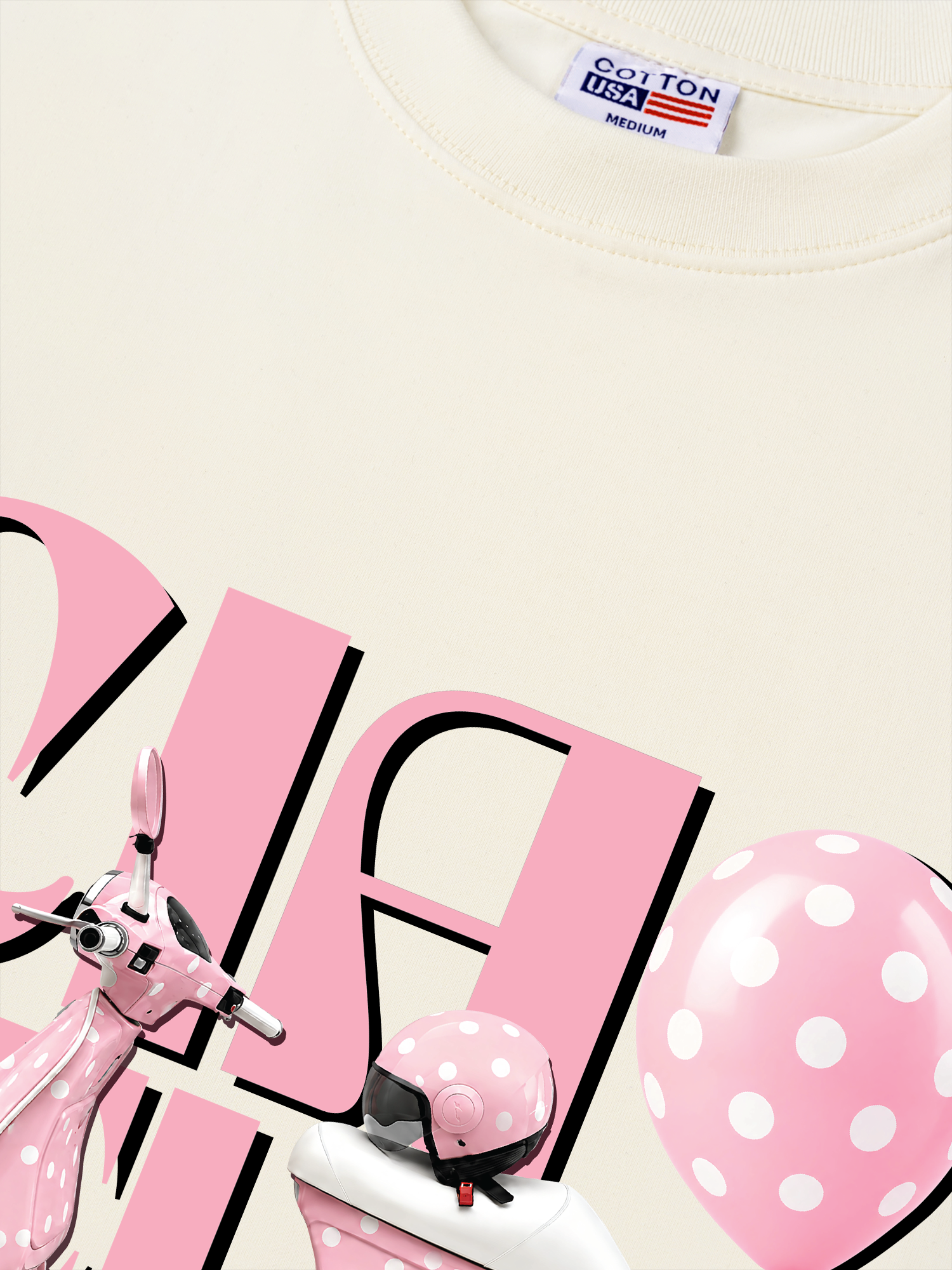 Áo Thun Relaxed Fit Motobike Pink Ciao Bella