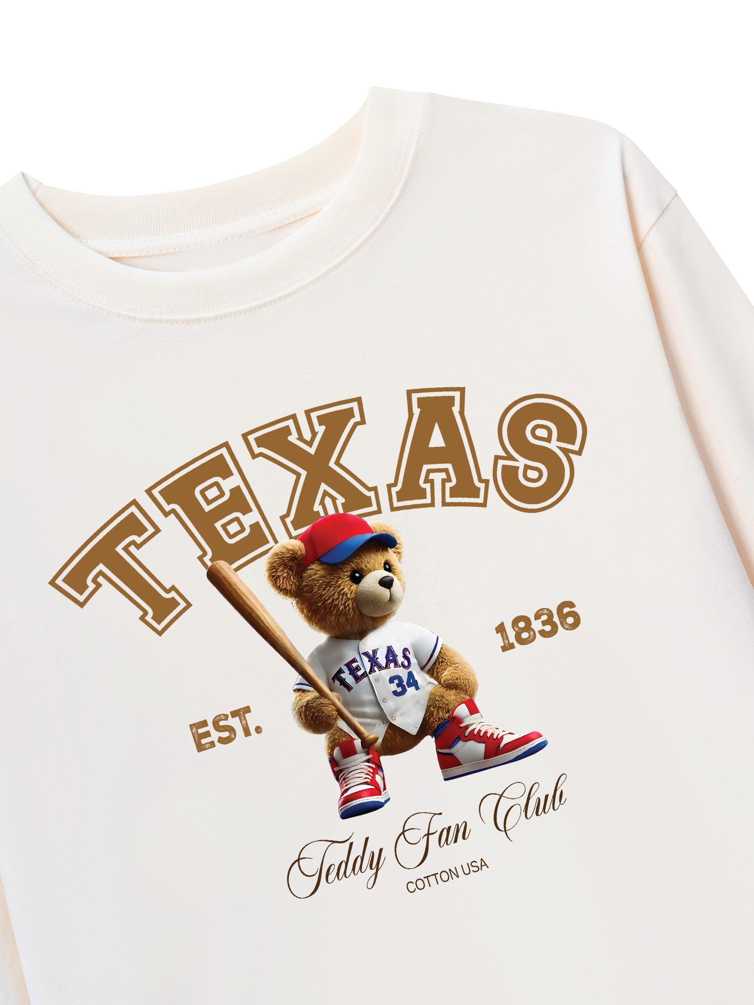 Áo Thun Dài Tay Baseball Texas Teddy Fan Club