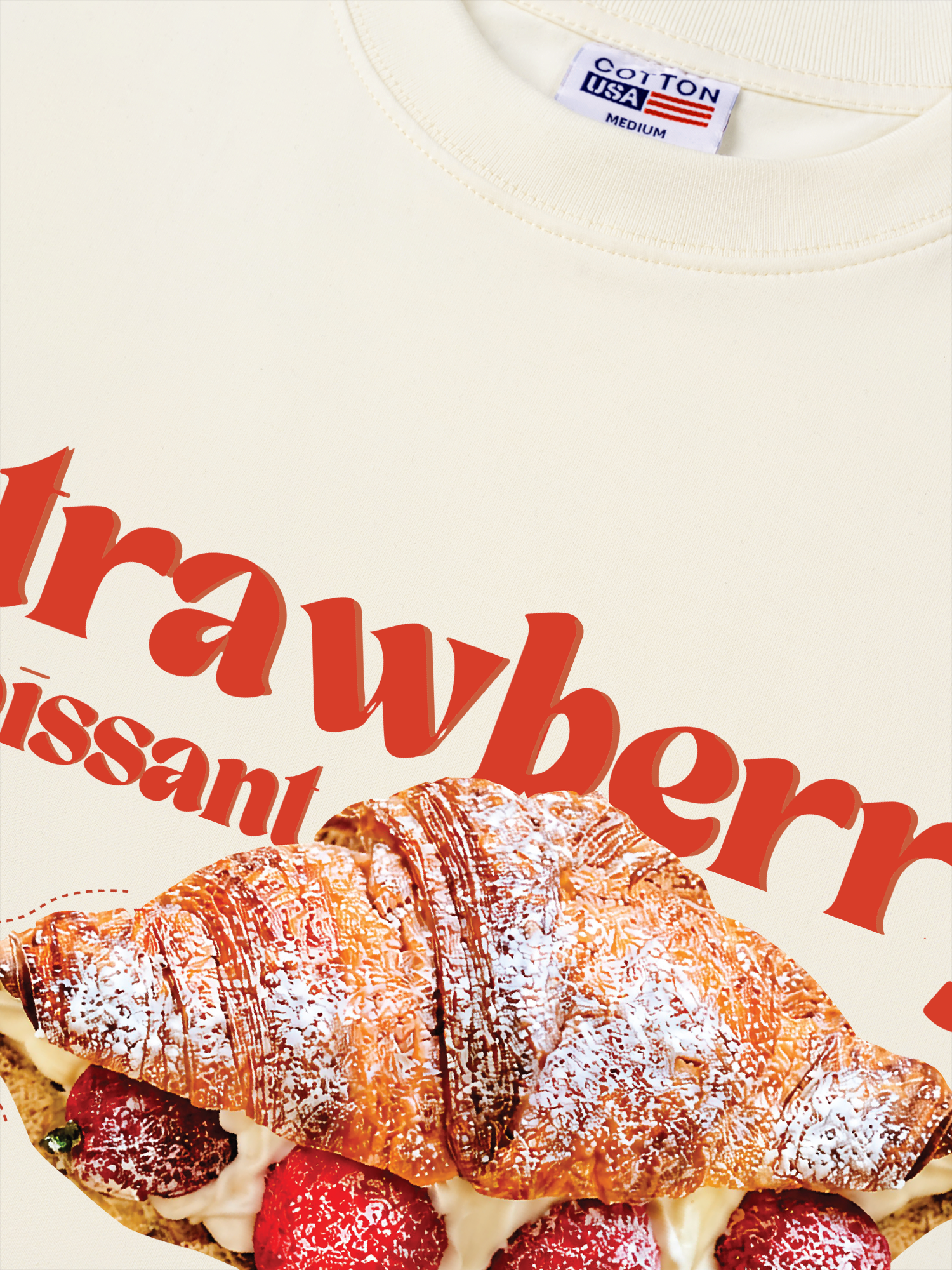 Áo Thun Relaxed Fit Yummy Mood Strawberry Croissant