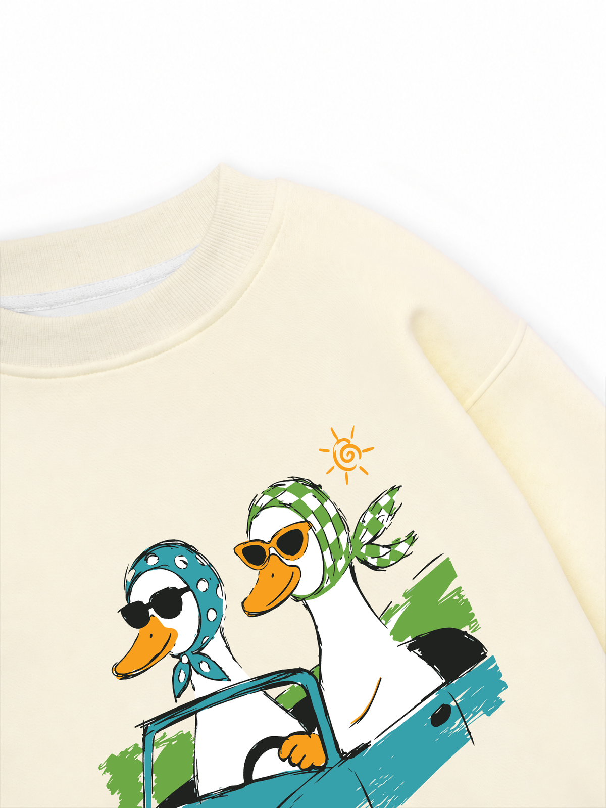Áo Sweater Nỉ Hai Da Farm Duck Driving