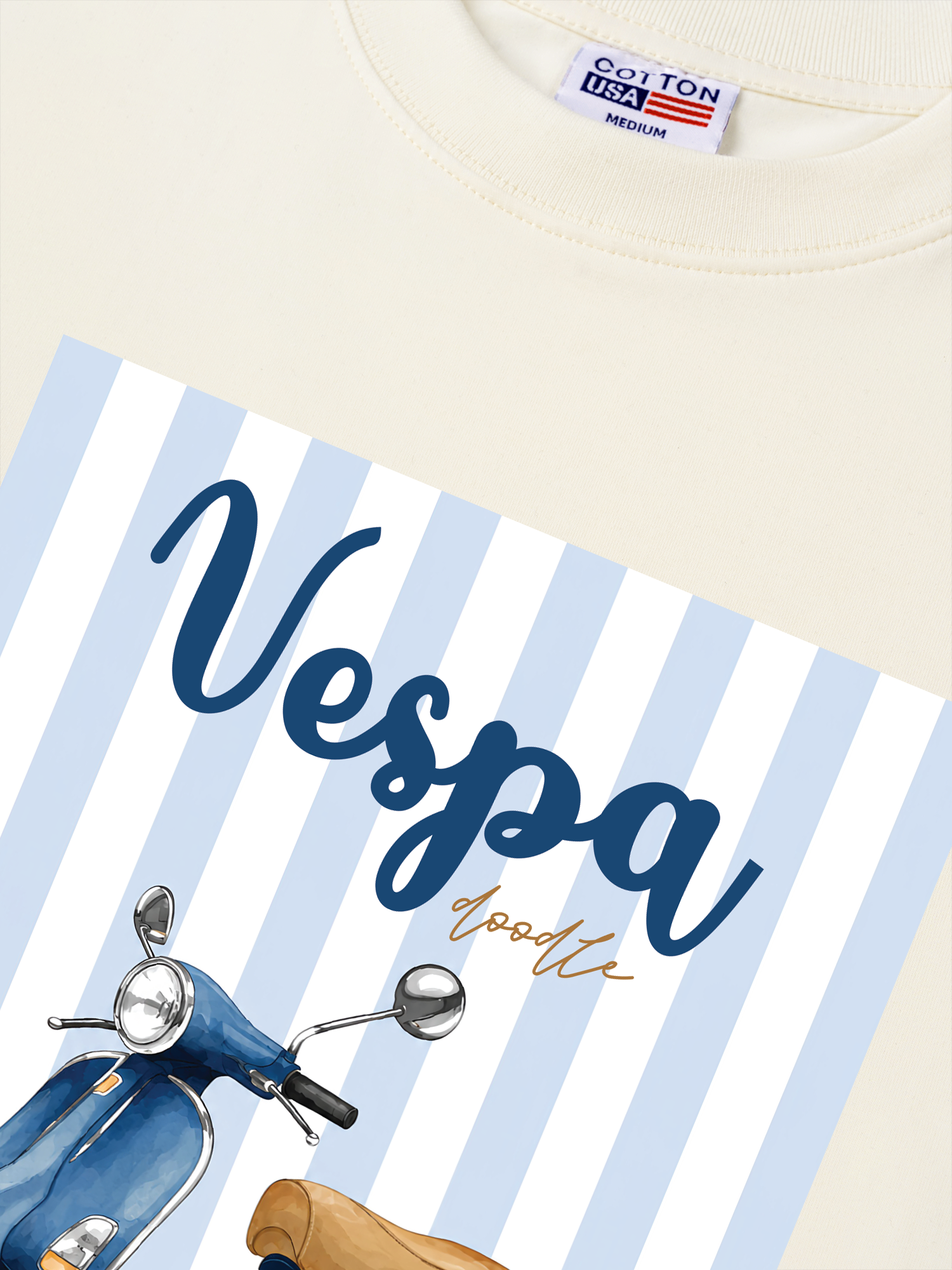 Áo Thun Relaxed Fit Motobike Vespa Doodle