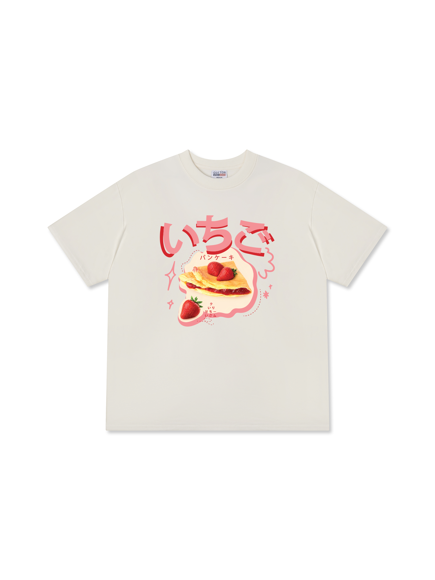 Áo Thun Relaxed Fit Yummy Mood Strawberry Crepe