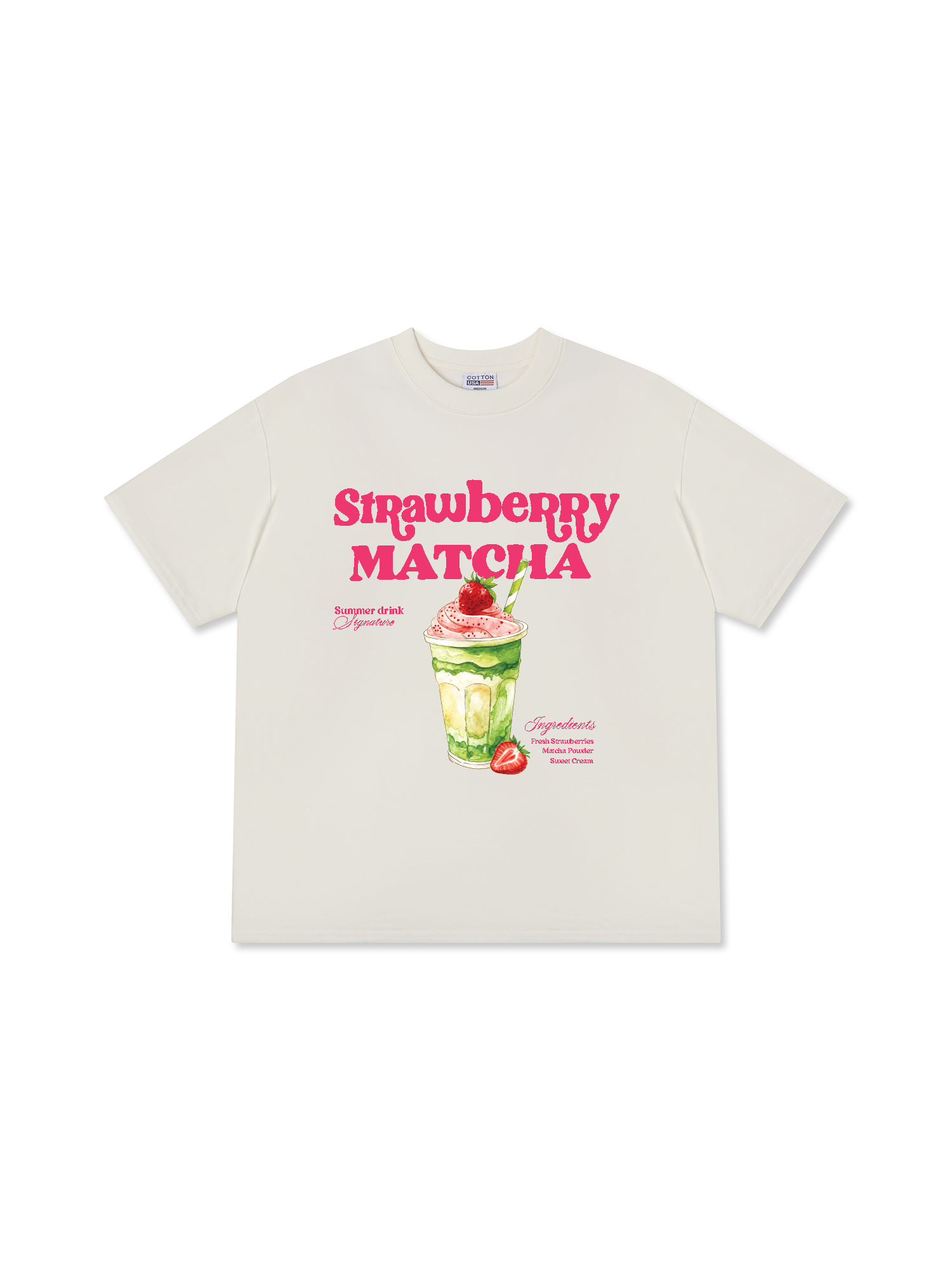 Áo Thun Relaxed Fit Daily Cup Strawberry Matcha