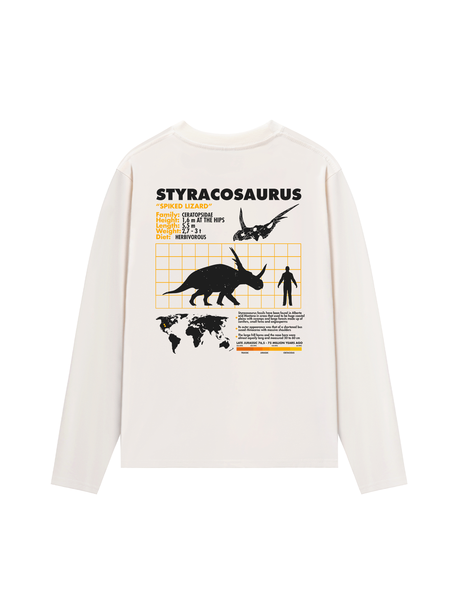 Áo Thun Dài Tay Wild Life Analysis Table Styracosaurus