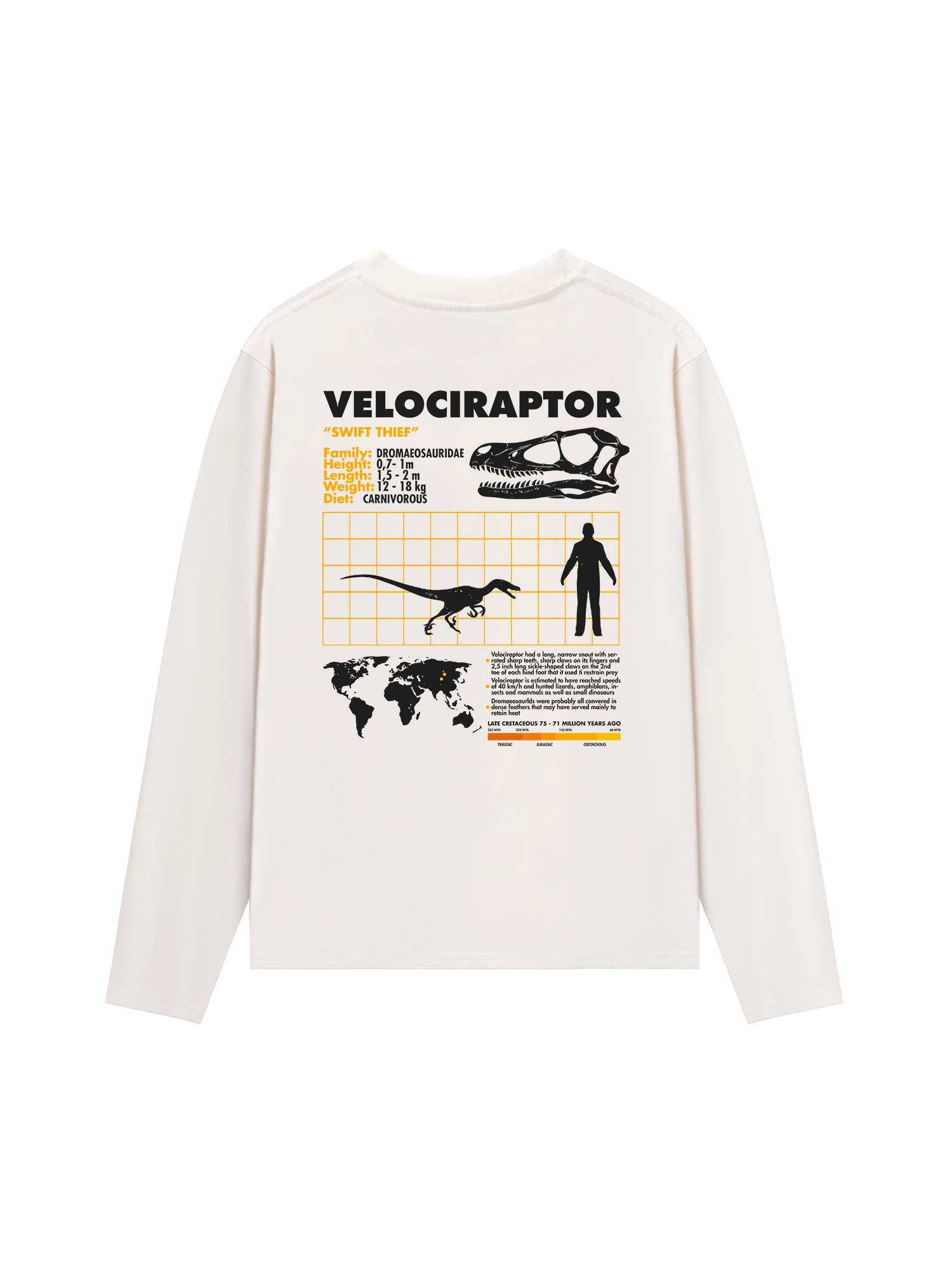 Áo Thun Dài Tay Wild Life Analysis Table Velociraptor