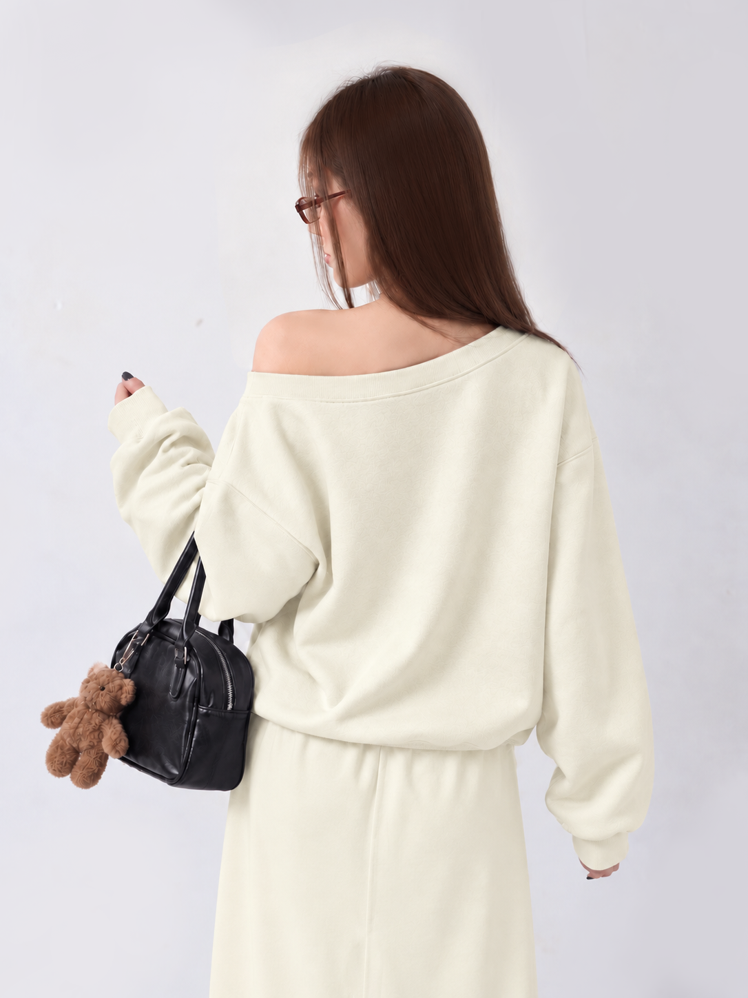 Áo Sweater Lệch Vai Nỉ Hai Da Cotton USA Basic