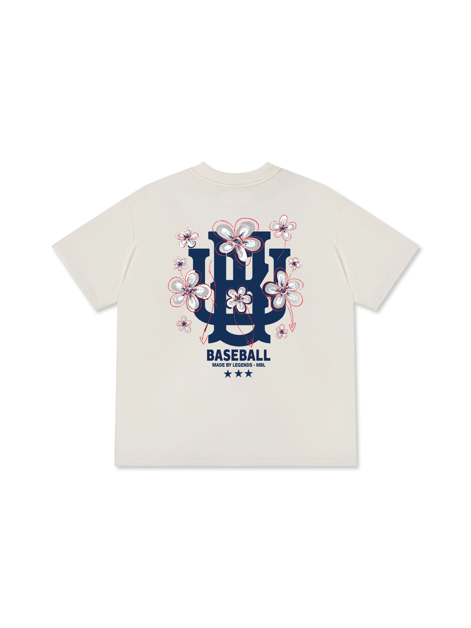 Áo Thun Relaxed Fit Master Baseball Blue White Flower