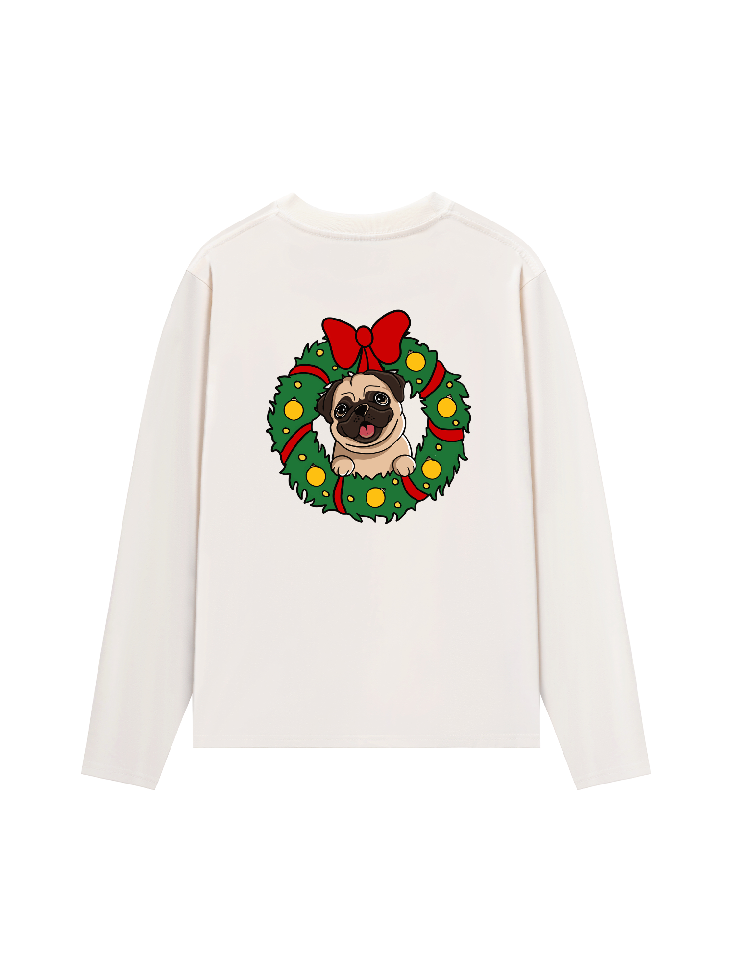 Áo Thun Dài Tay Pug In A Wreath