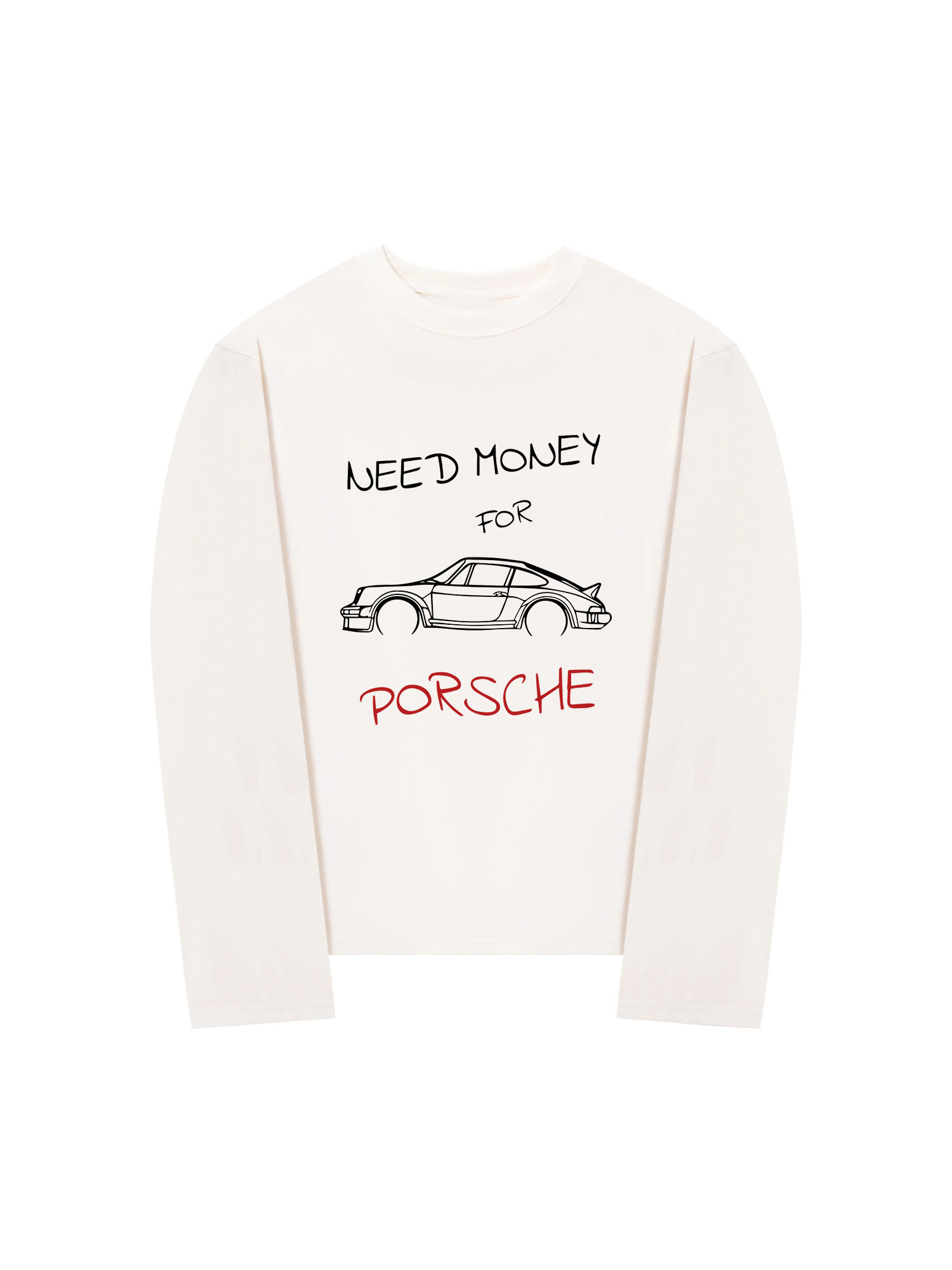 Áo Thun Dài Tay Porsche Need Money Sketch