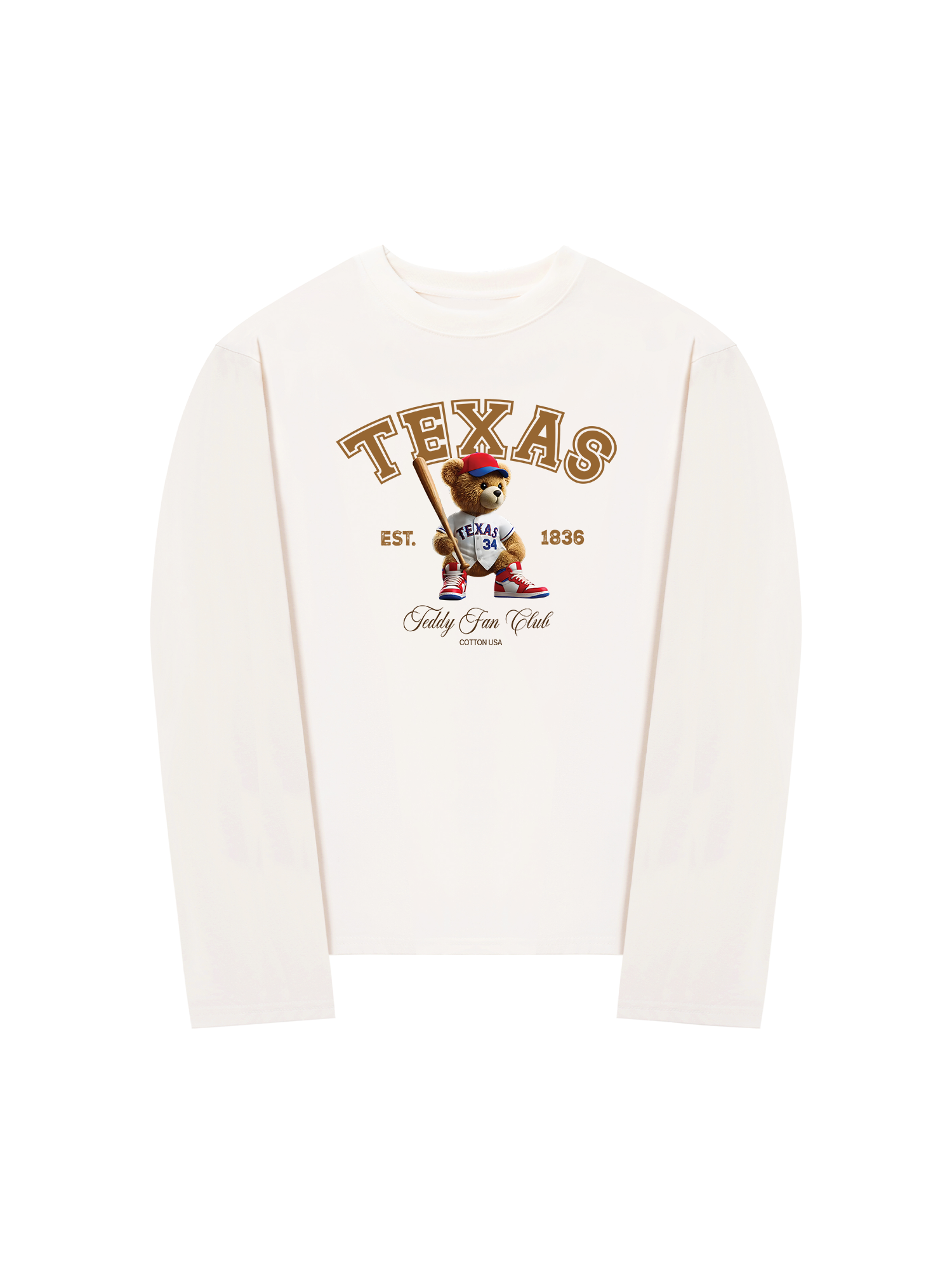 Áo Thun Dài Tay Baseball Texas Teddy Fan Club