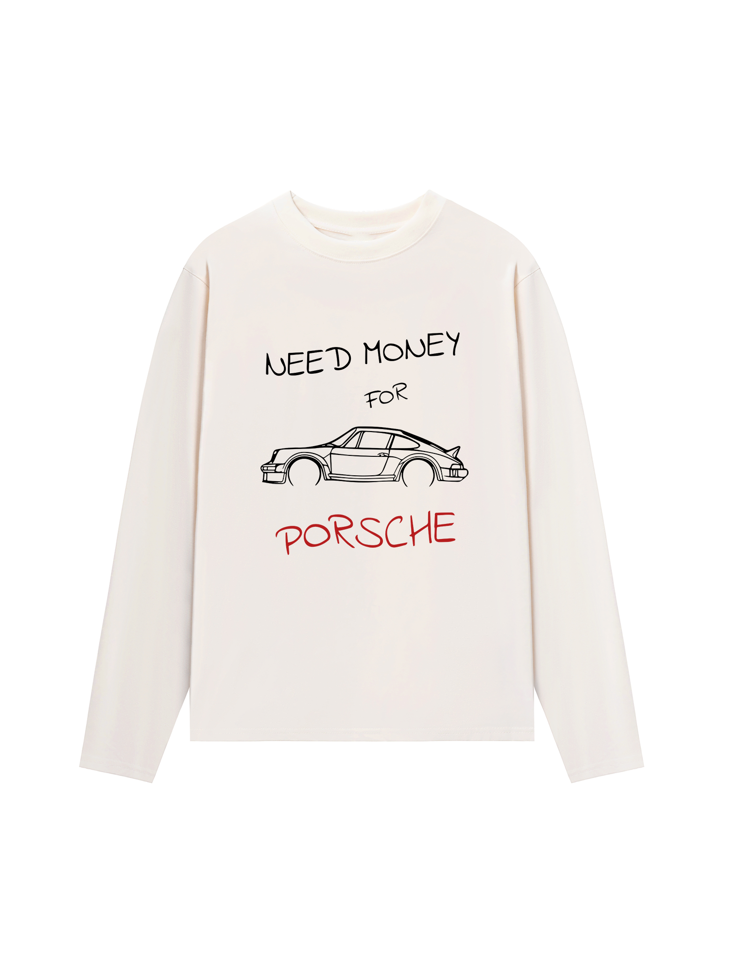 Áo Thun Dài Tay Porsche Need Money Sketch