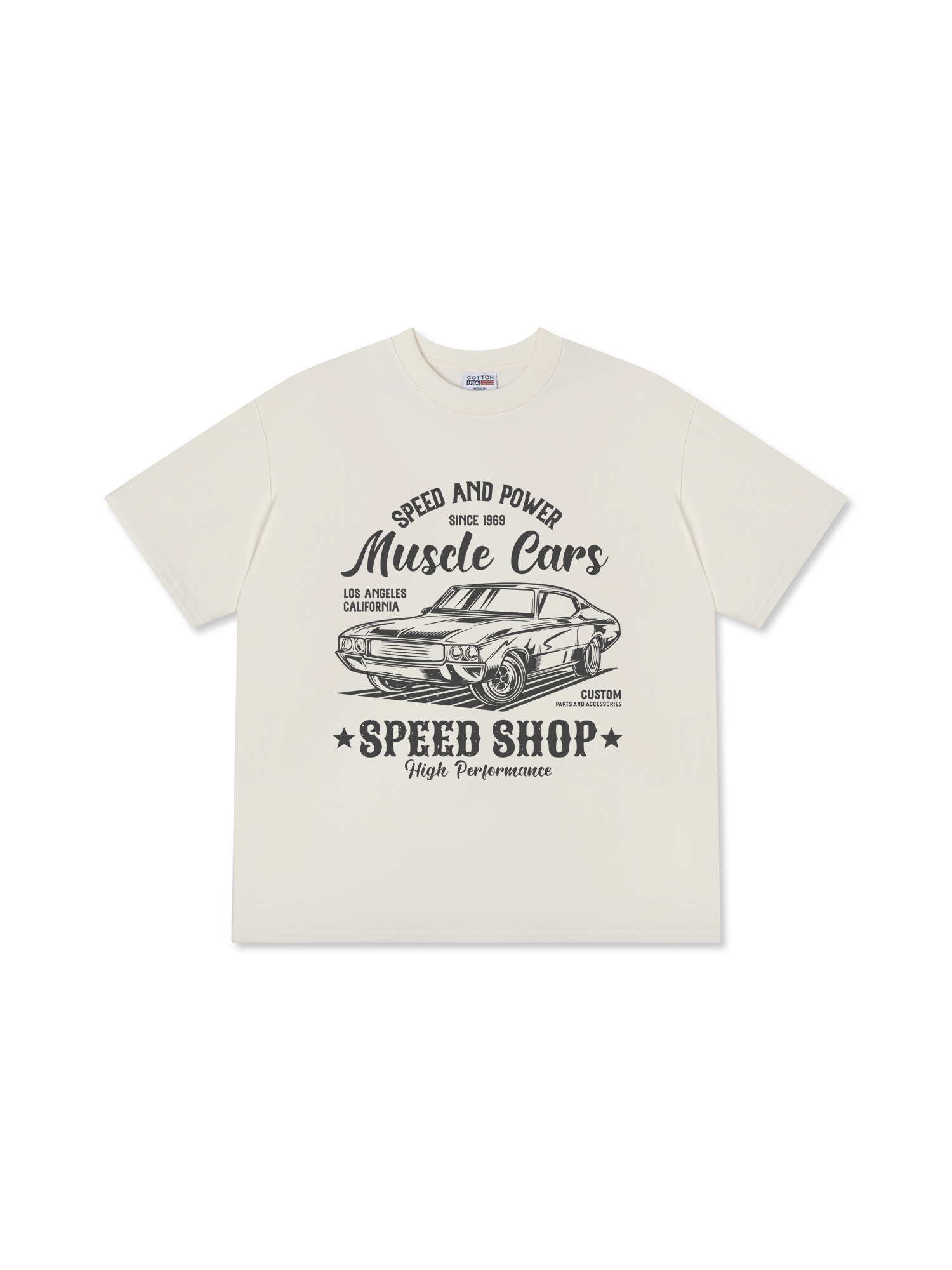 Áo Thun Relaxed Fit Speed And Power Muscle Cars