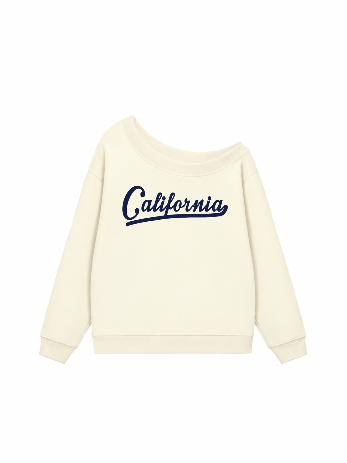 Áo Sweater Lệch Vai Nỉ Hai Da USA Califorinia Blue