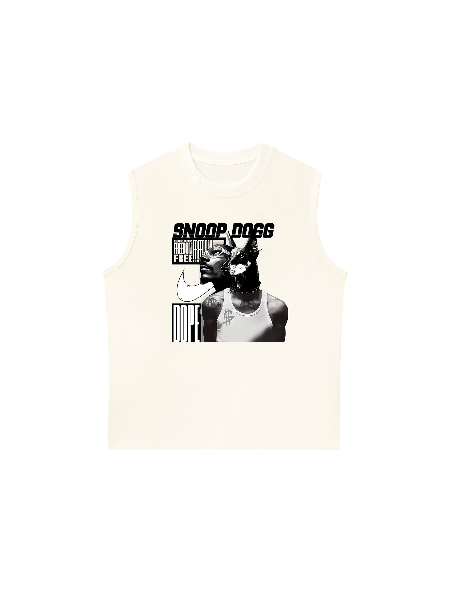 Áo Ba Lỗ Relaxed Fit Black And White Snoop Dog