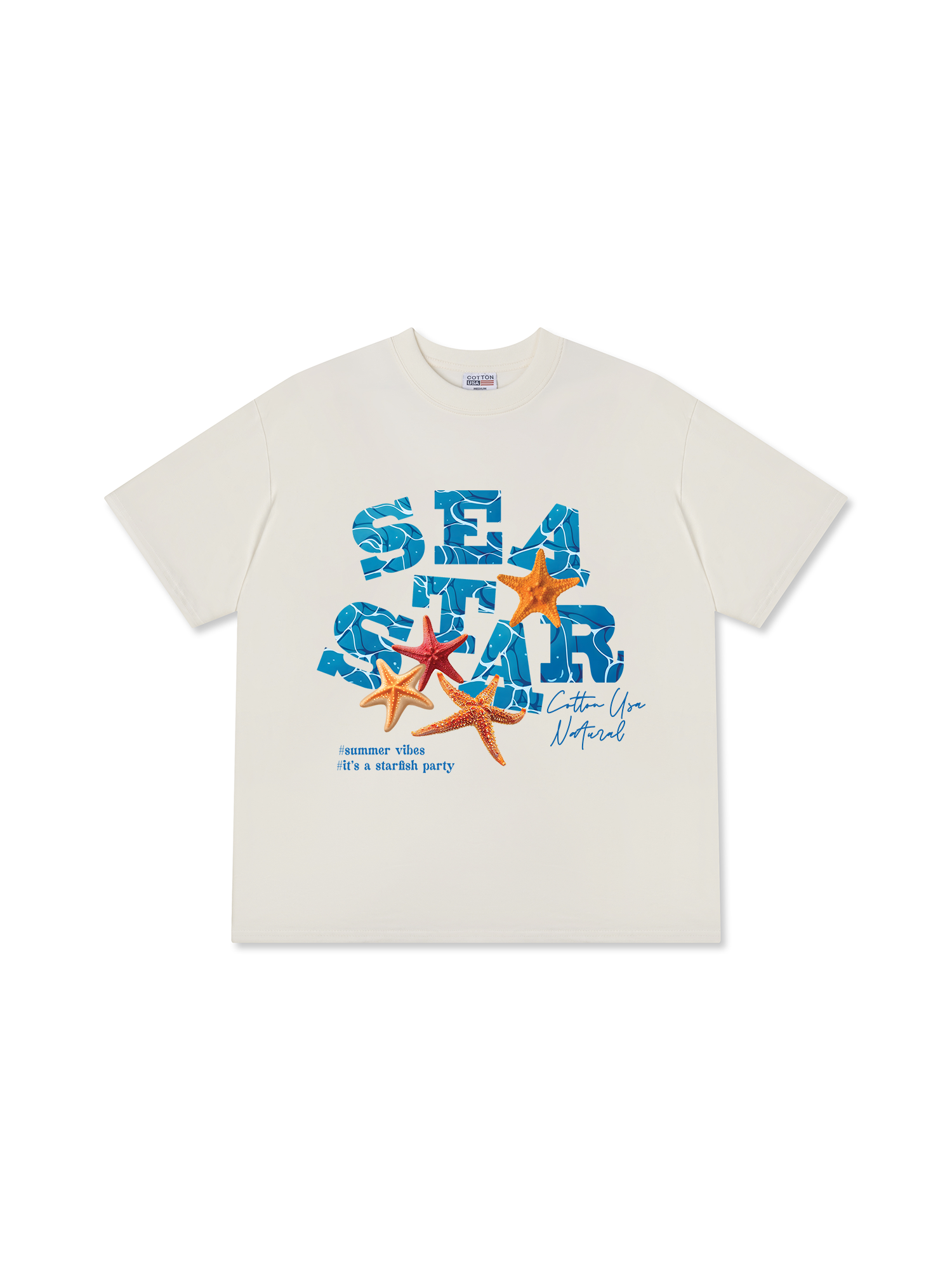 Áo Thun Relaxed Fit Tropical Starfish Parrty Sea Water