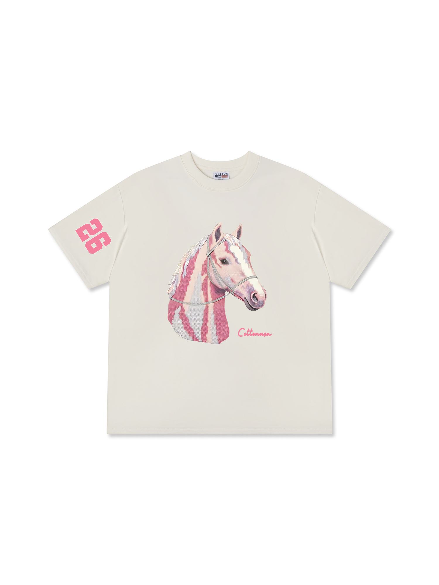 Áo Thun Relaxed Fit Cute Pink Horse