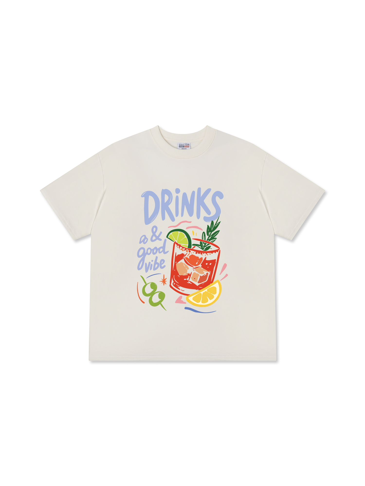 Áo Thun Relaxed Fit Drinks a & Good Vibes