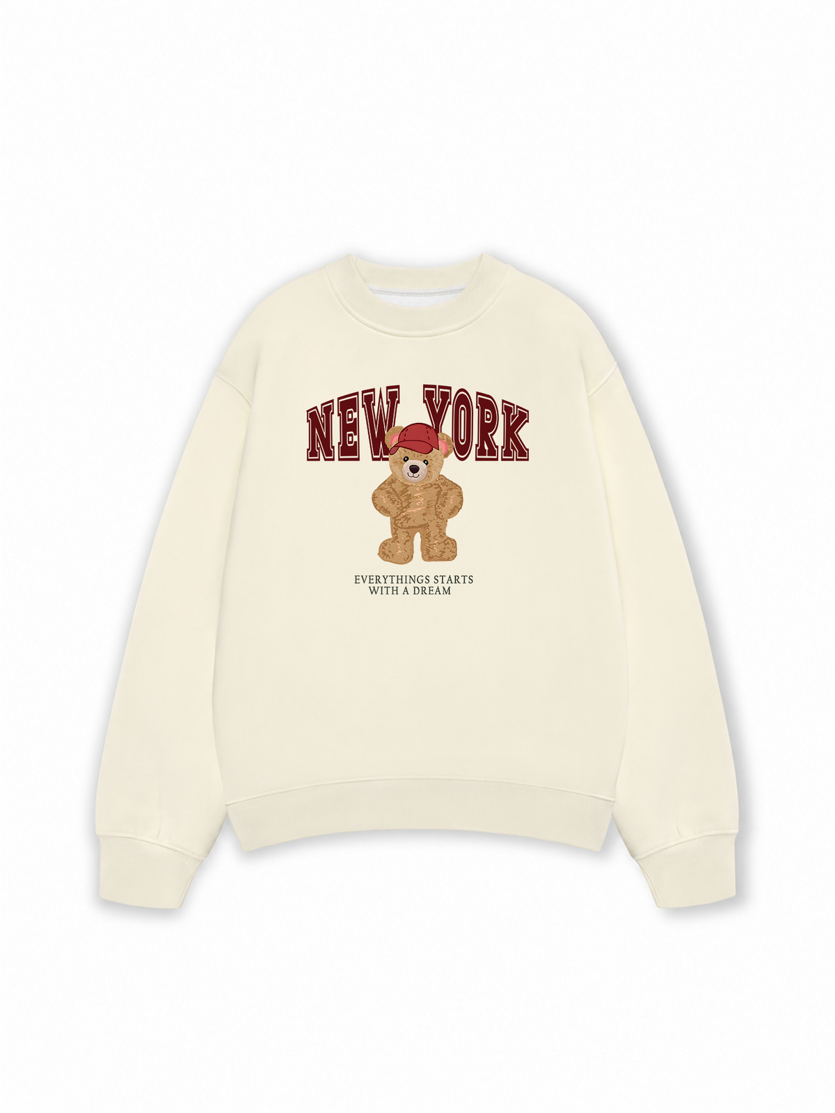 Áo Sweater Nỉ Hai Da City New York Red Bear