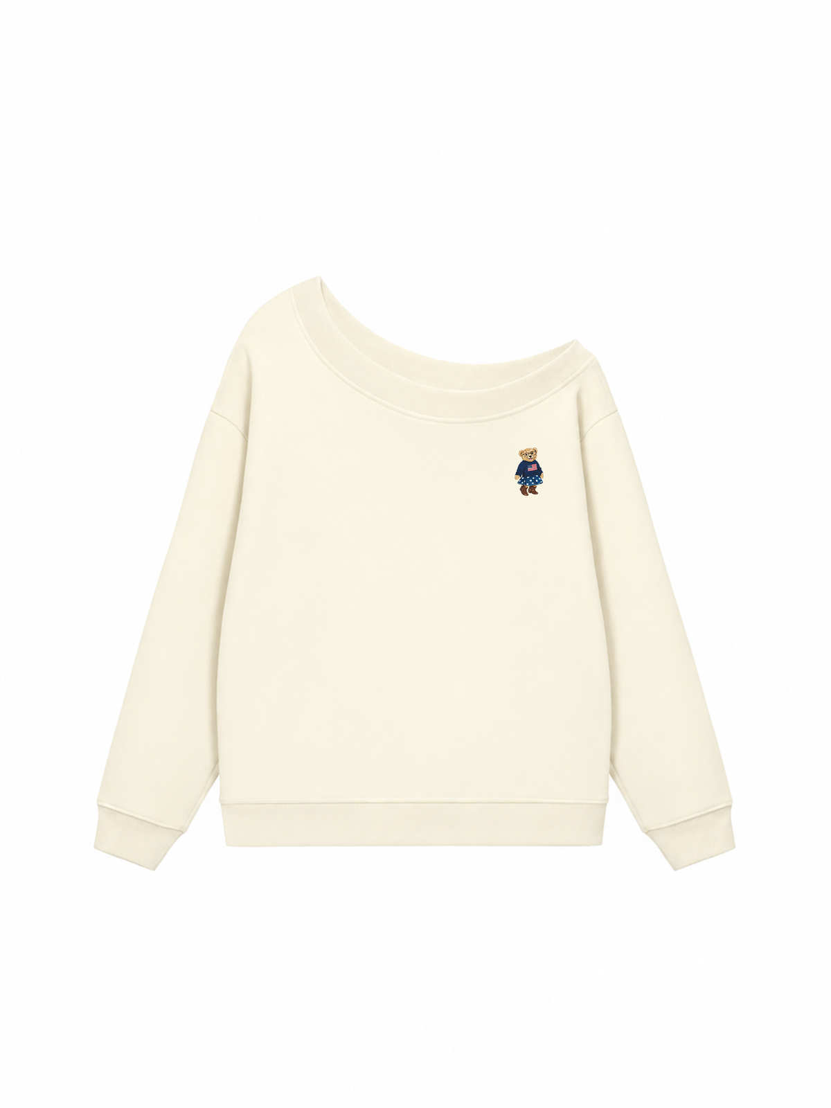 Áo Sweater Lệch Vai Nỉ Hai Da American Girl