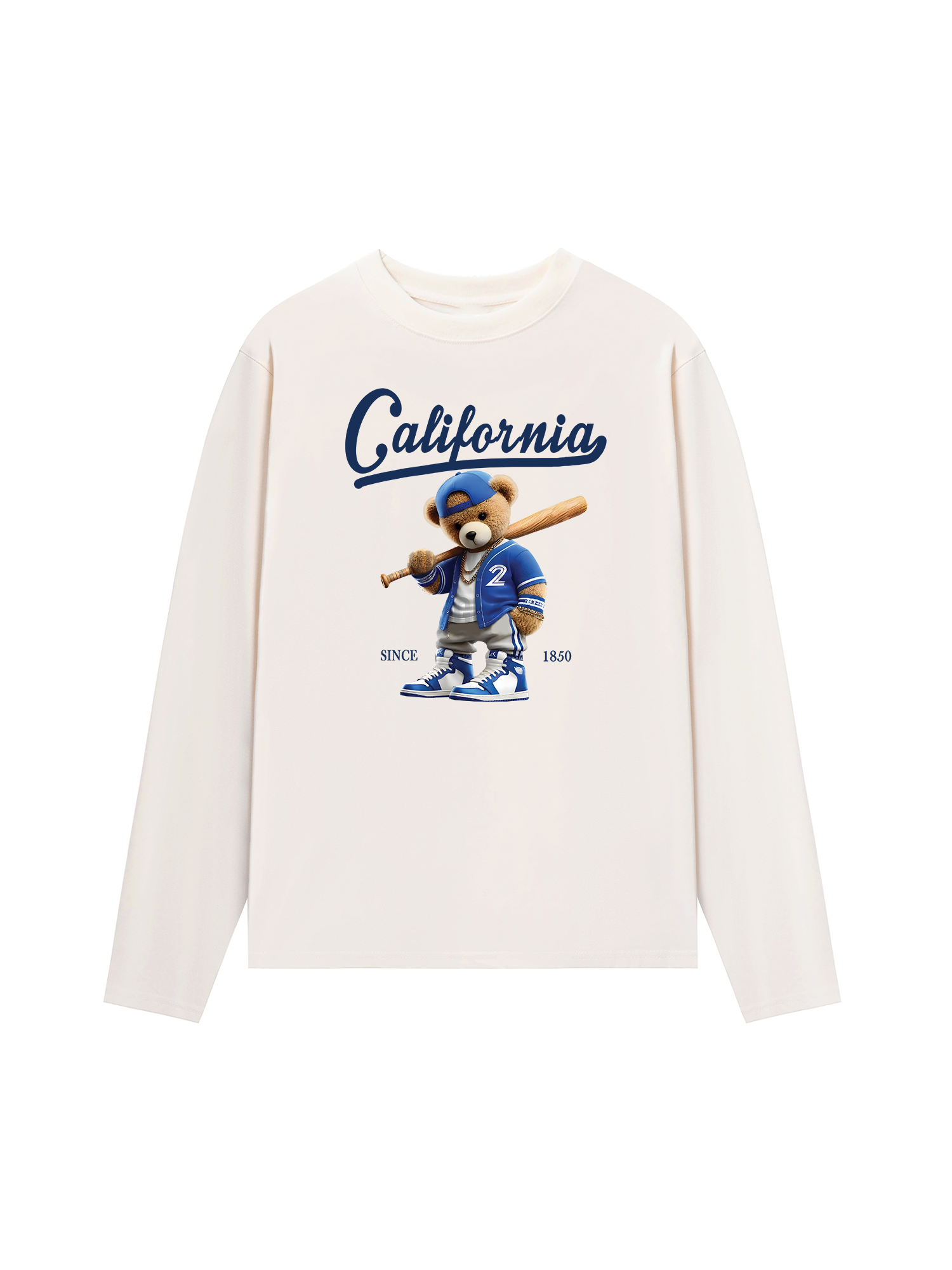 Áo Thun Dài Tay Baseball California Blue Teddy